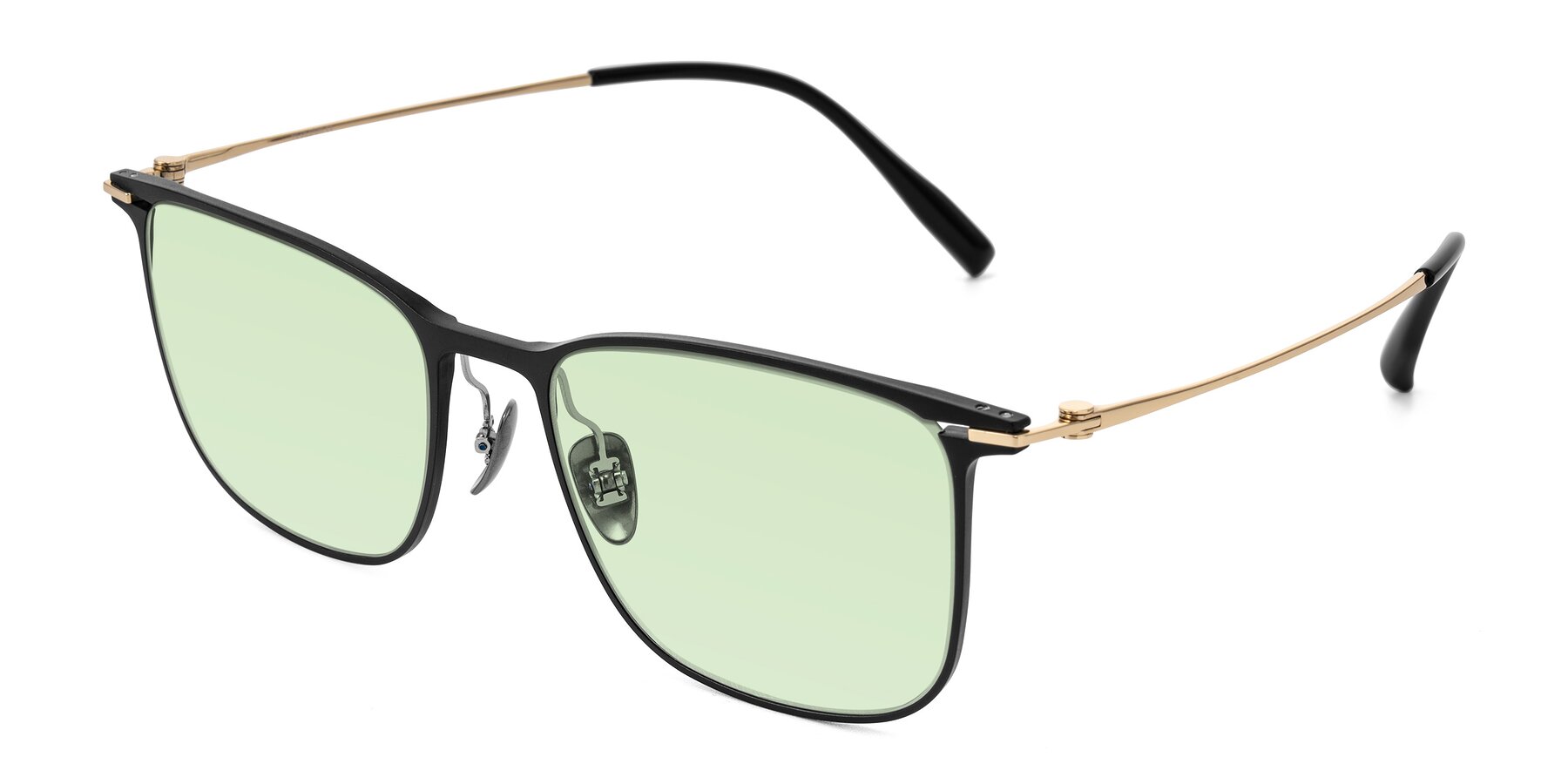 Angle of Moua in Black/Gold with Light Green Tinted Lenses