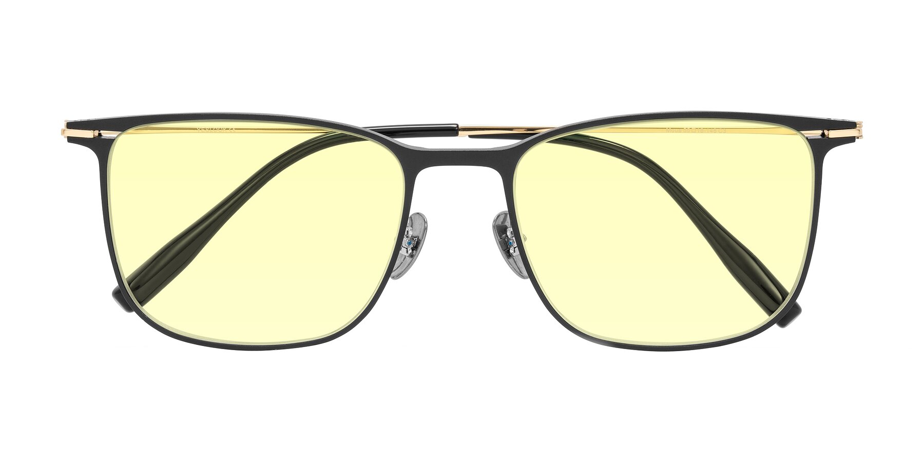 Folded Front of Moua in Black/Gold with Light Yellow Tinted Lenses