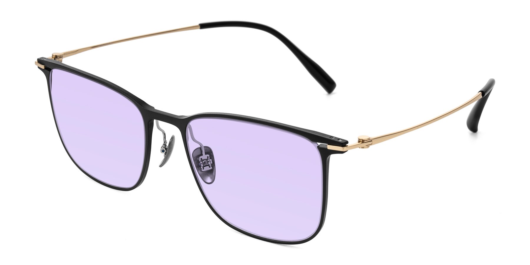 Angle of Moua in Black/Gold with Light Purple Tinted Lenses