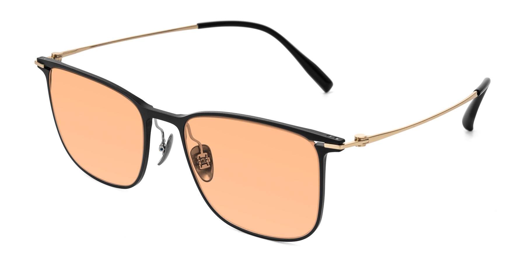 Angle of Moua in Black/Gold with Light Orange Tinted Lenses