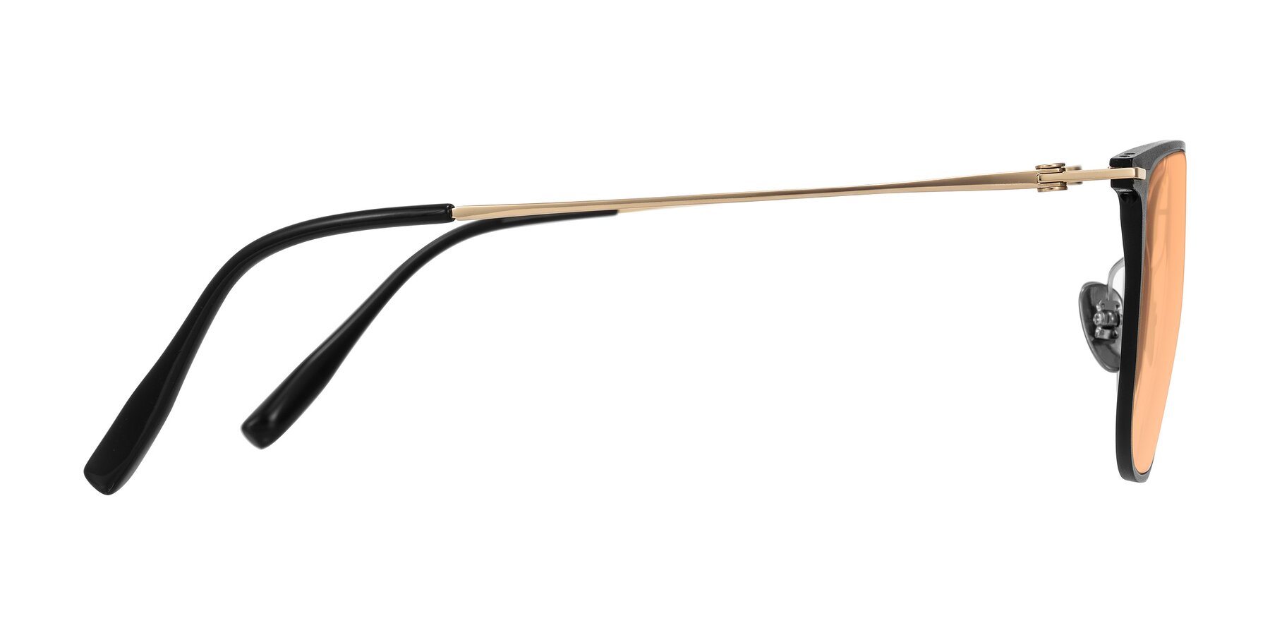 Side of Moua in Black/Gold with Light Orange Tinted Lenses