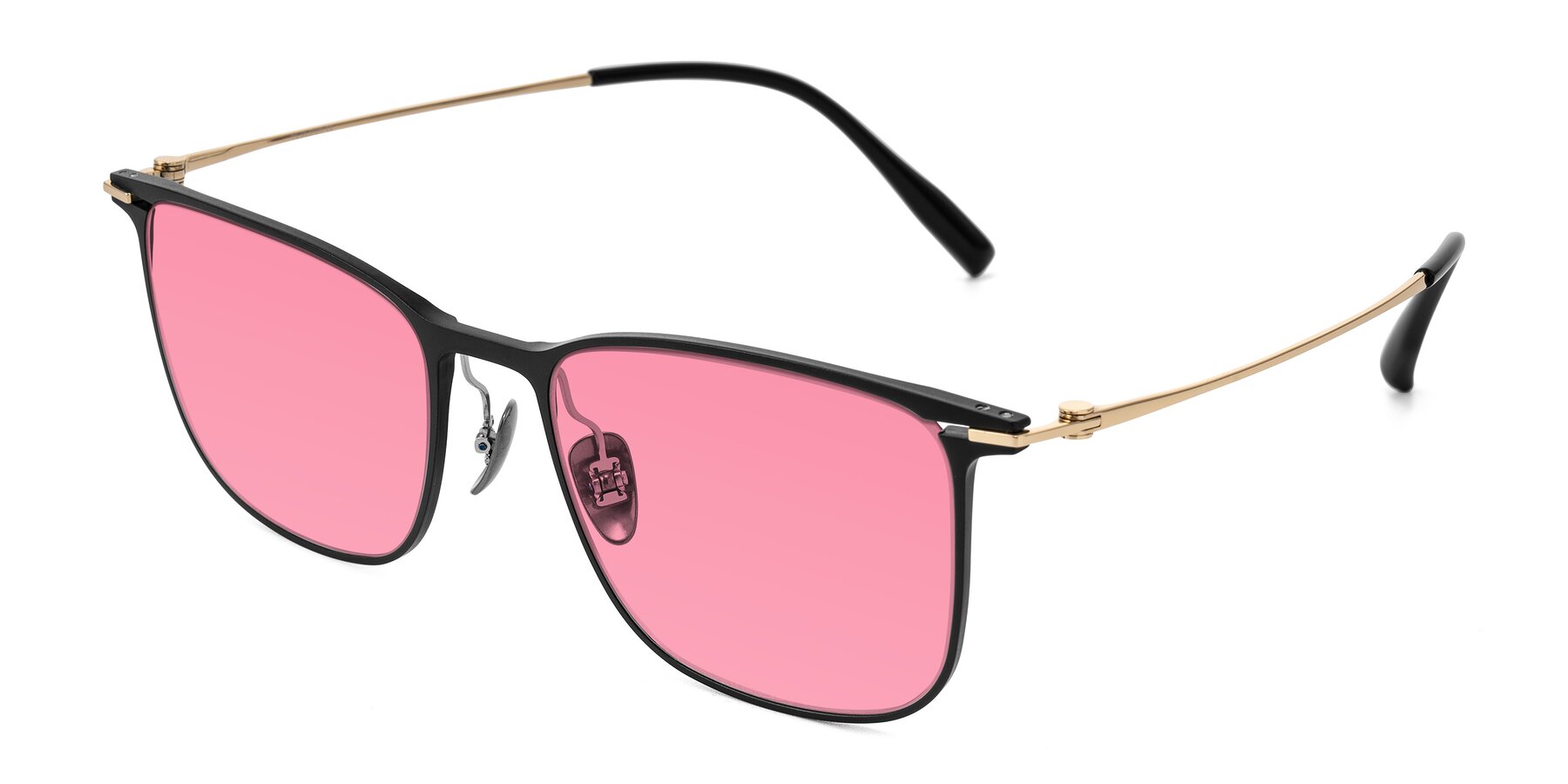Angle of Moua in Black/Gold with Pink Tinted Lenses