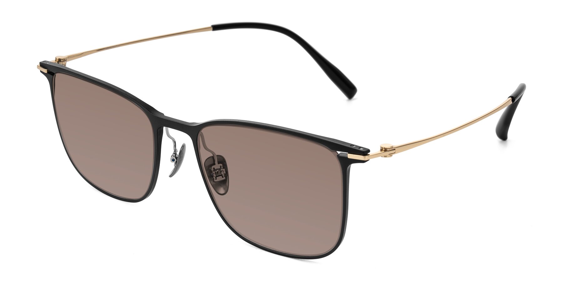 Angle of Moua in Black/Gold with Medium Brown Tinted Lenses