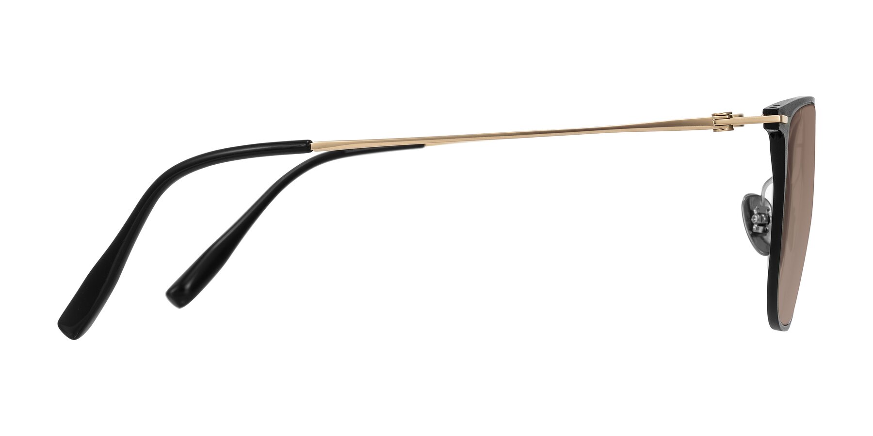 Side of Moua in Black/Gold with Medium Brown Tinted Lenses