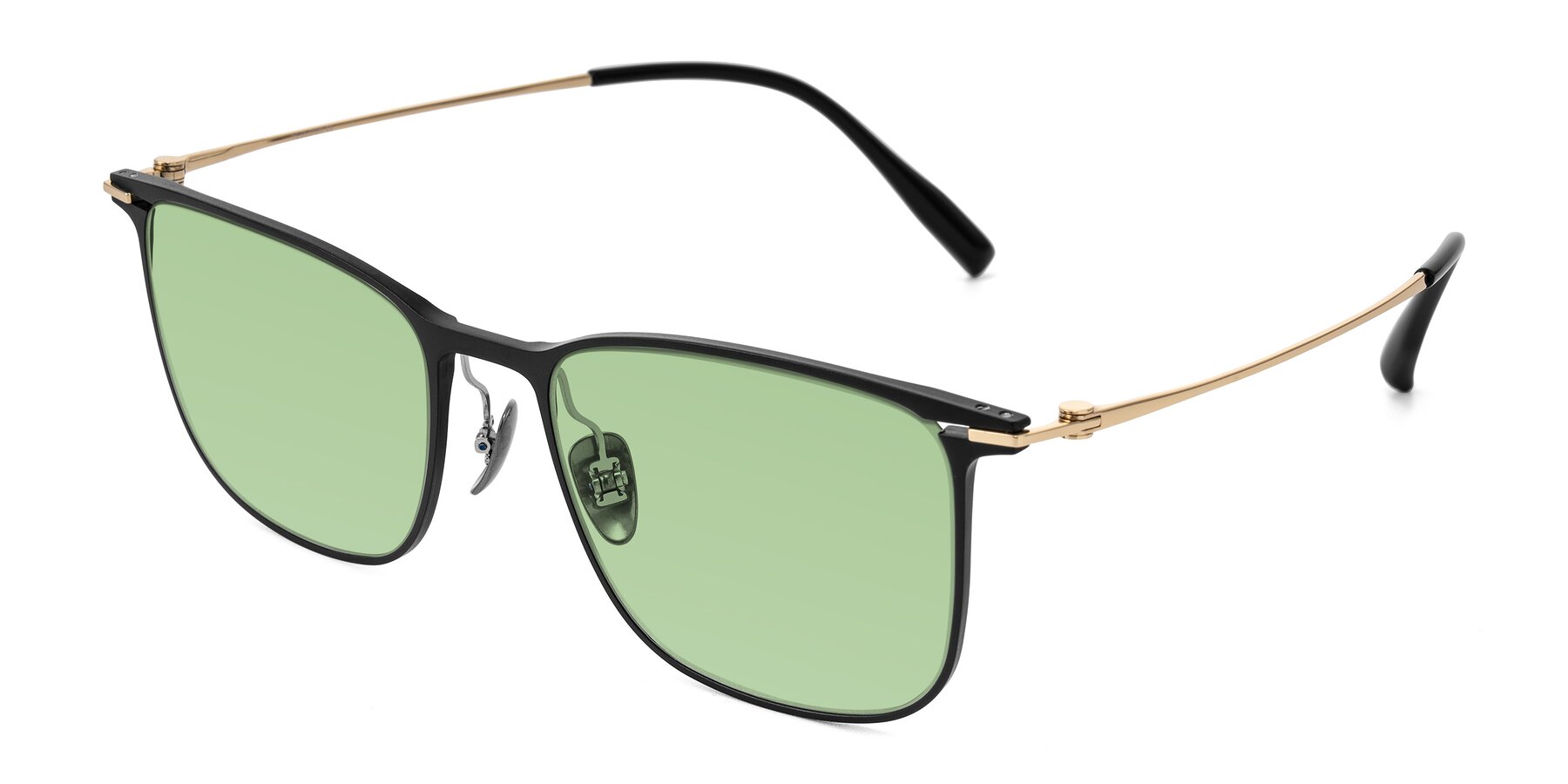 Angle of Moua in Black/Gold with Medium Green Tinted Lenses