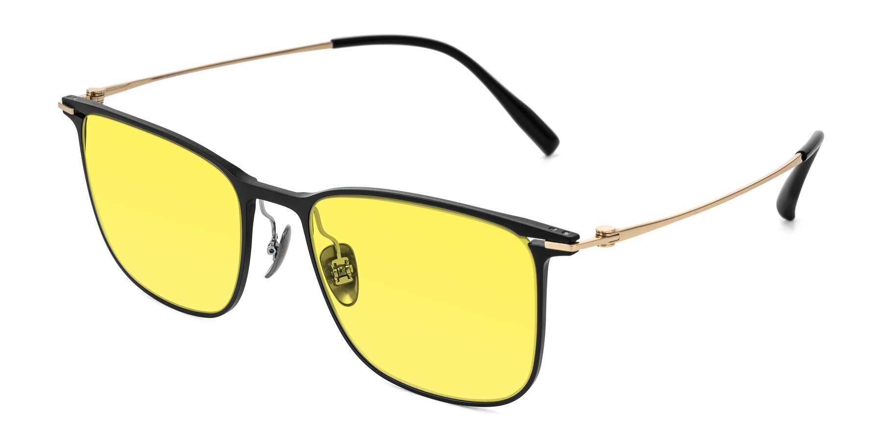 Angle of Moua in Black/Gold with Medium Yellow Tinted Lenses