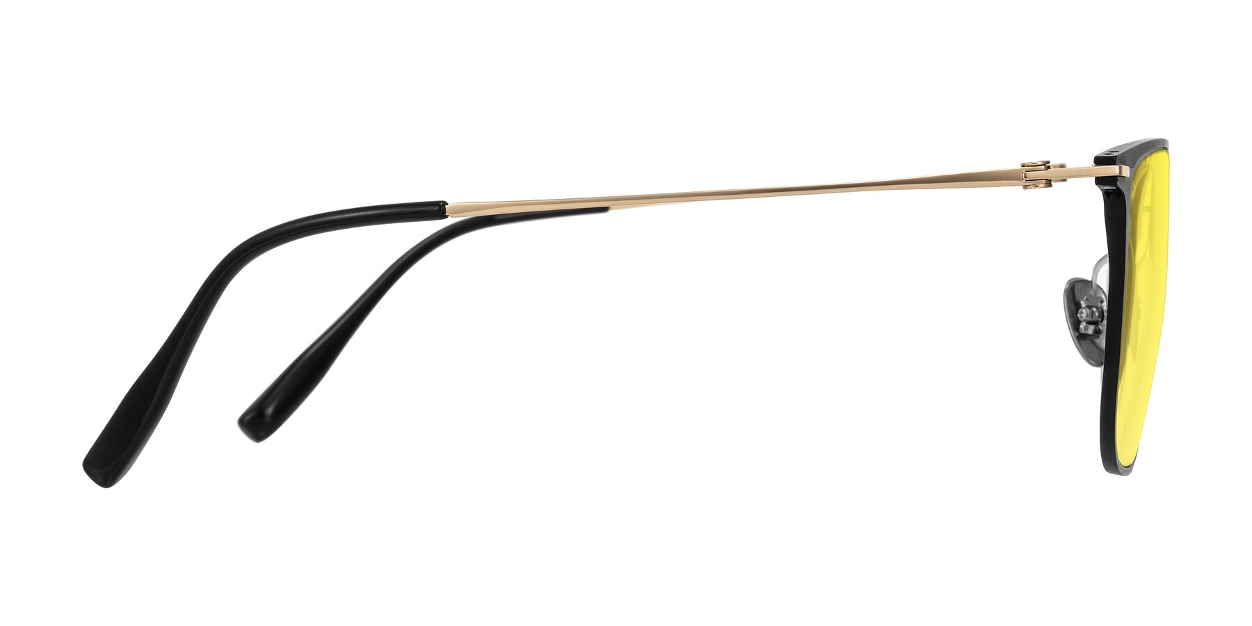 Side of Moua in Black/Gold with Medium Yellow Tinted Lenses
