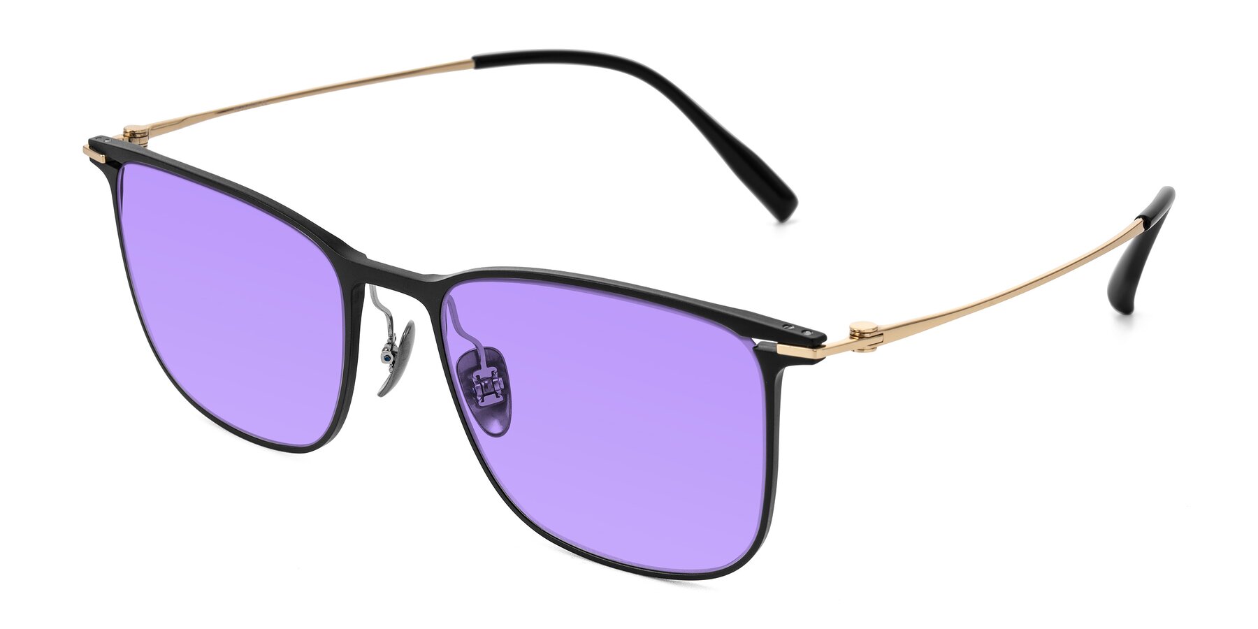 Angle of Moua in Black/Gold with Medium Purple Tinted Lenses