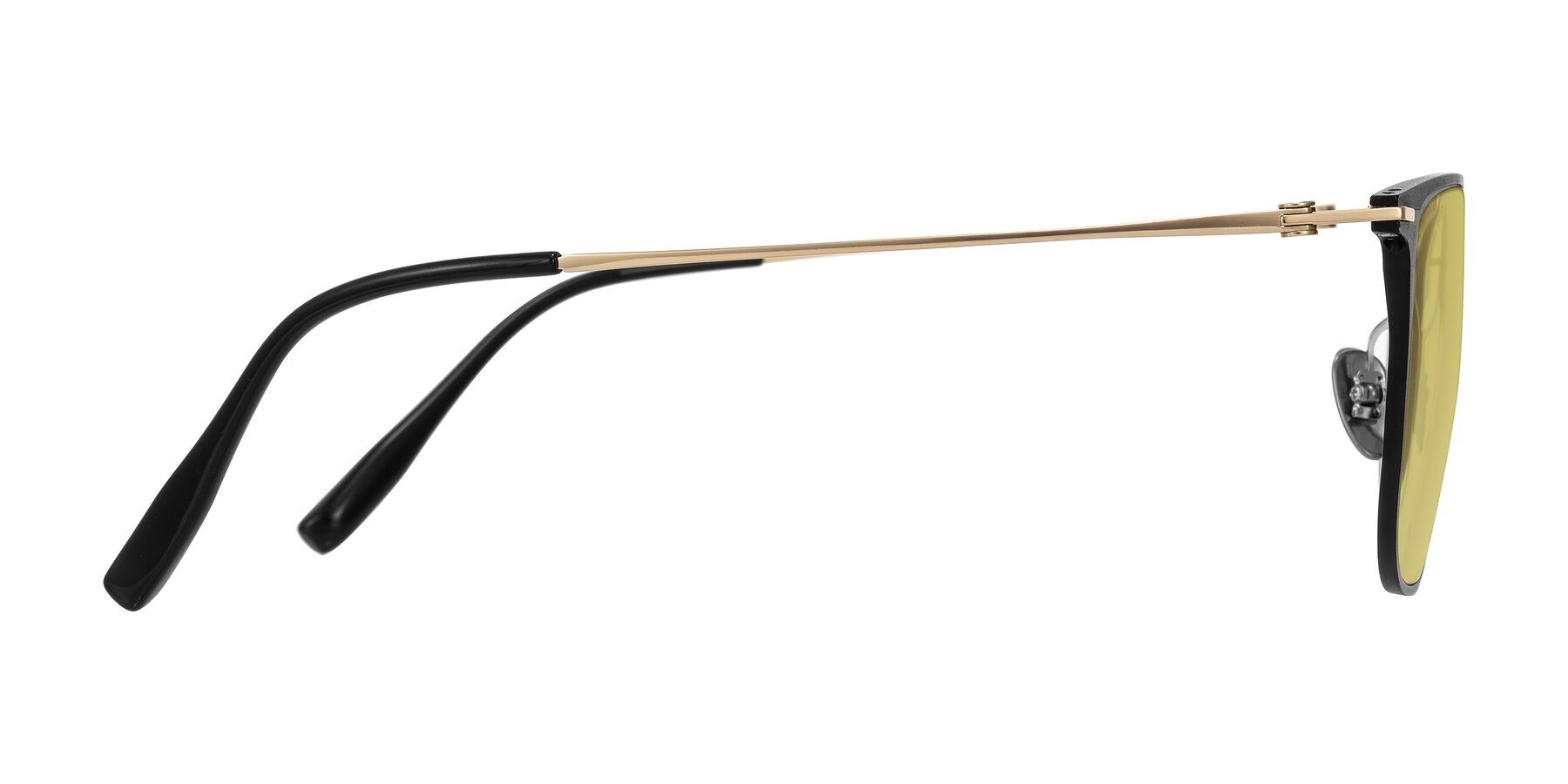 Side of Moua in Black/Gold with Medium Champagne Tinted Lenses