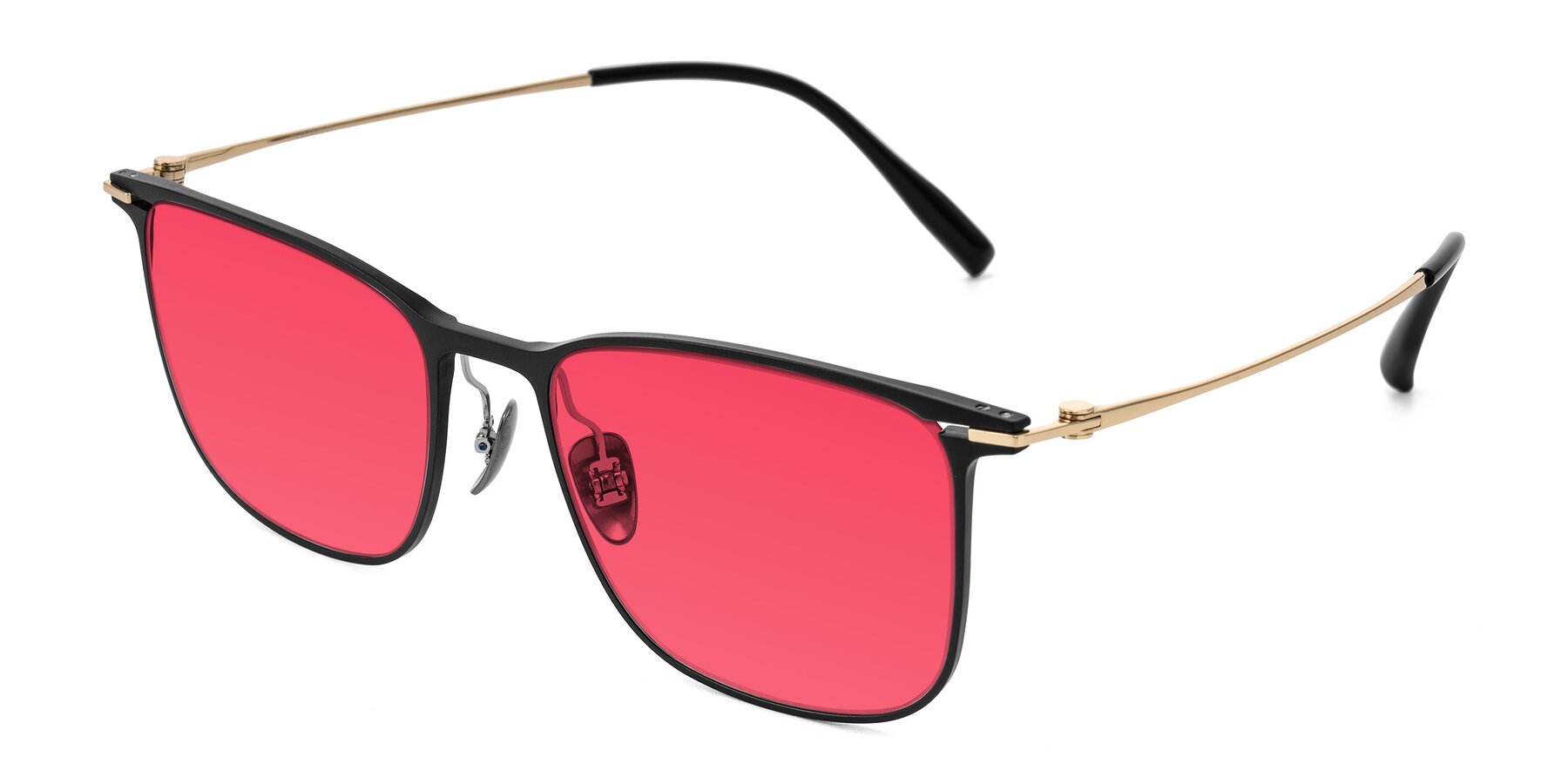 Angle of Moua in Black/Gold with Red Tinted Lenses