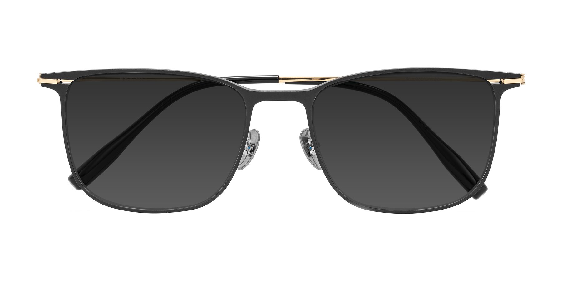 Folded Front of Moua in Black/Gold with Gray Tinted Lenses
