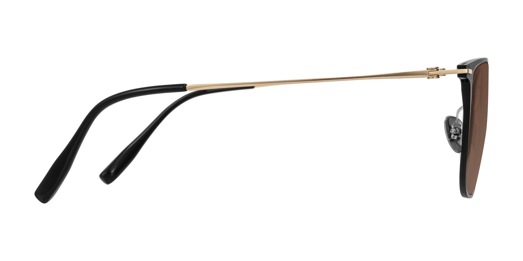 Side of Moua in Black/Gold with Brown Tinted Lenses