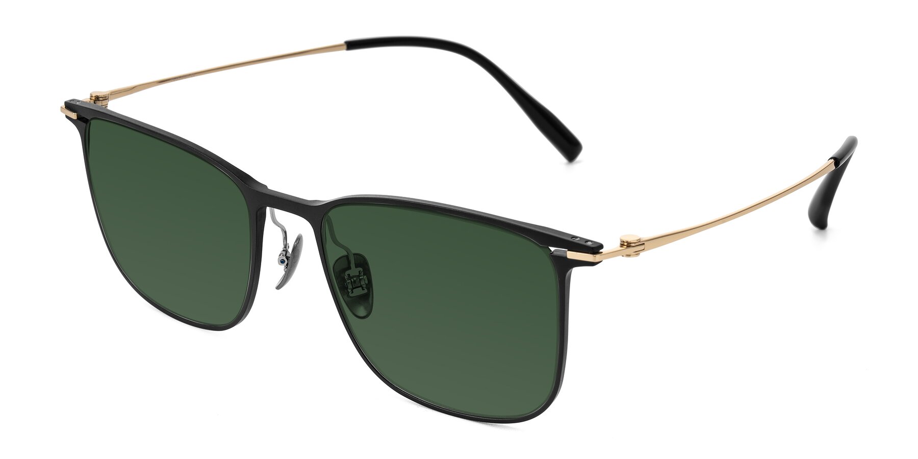 Angle of Moua in Black/Gold with Green Tinted Lenses