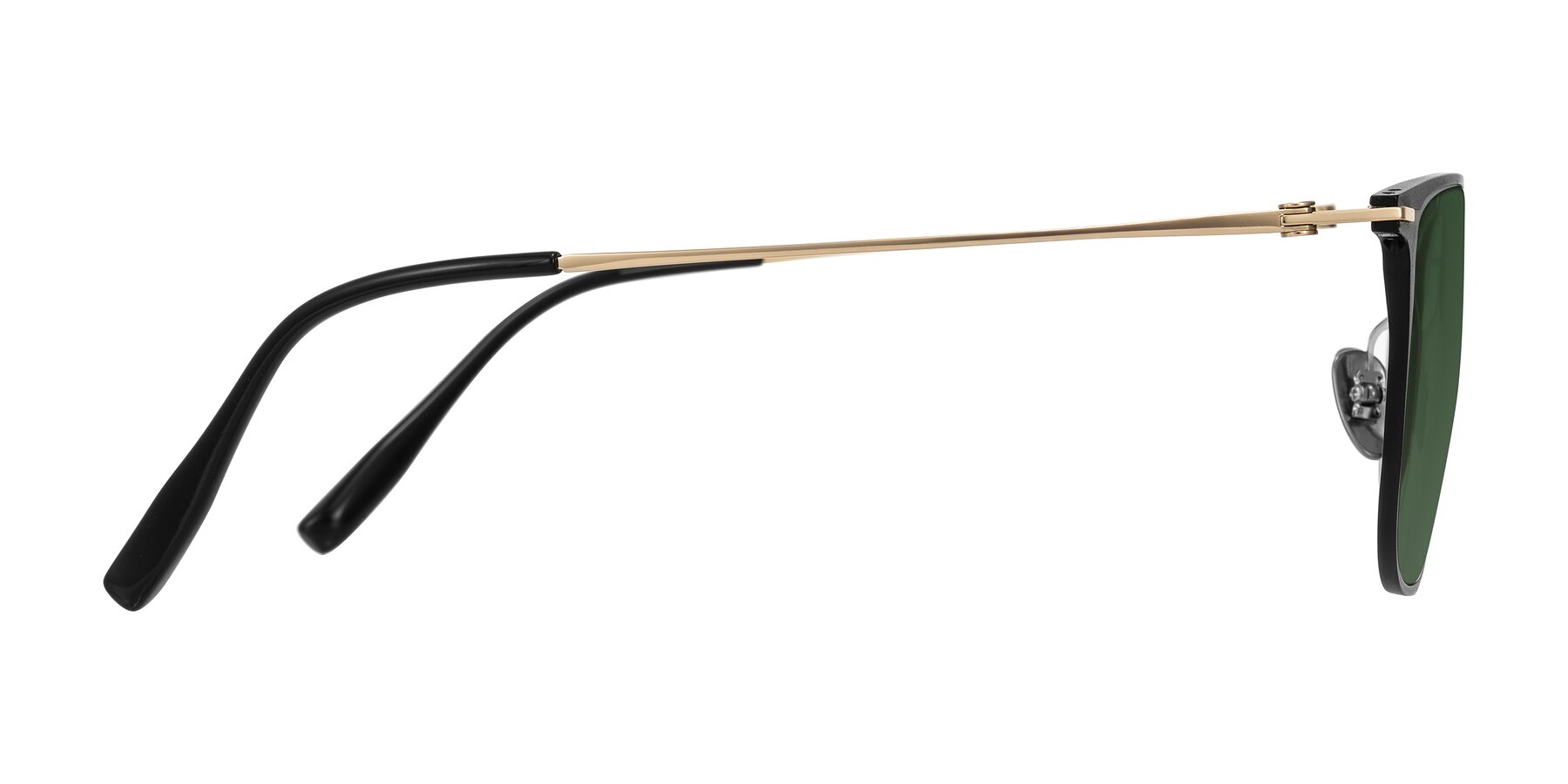 Side of Moua in Black/Gold with Green Tinted Lenses
