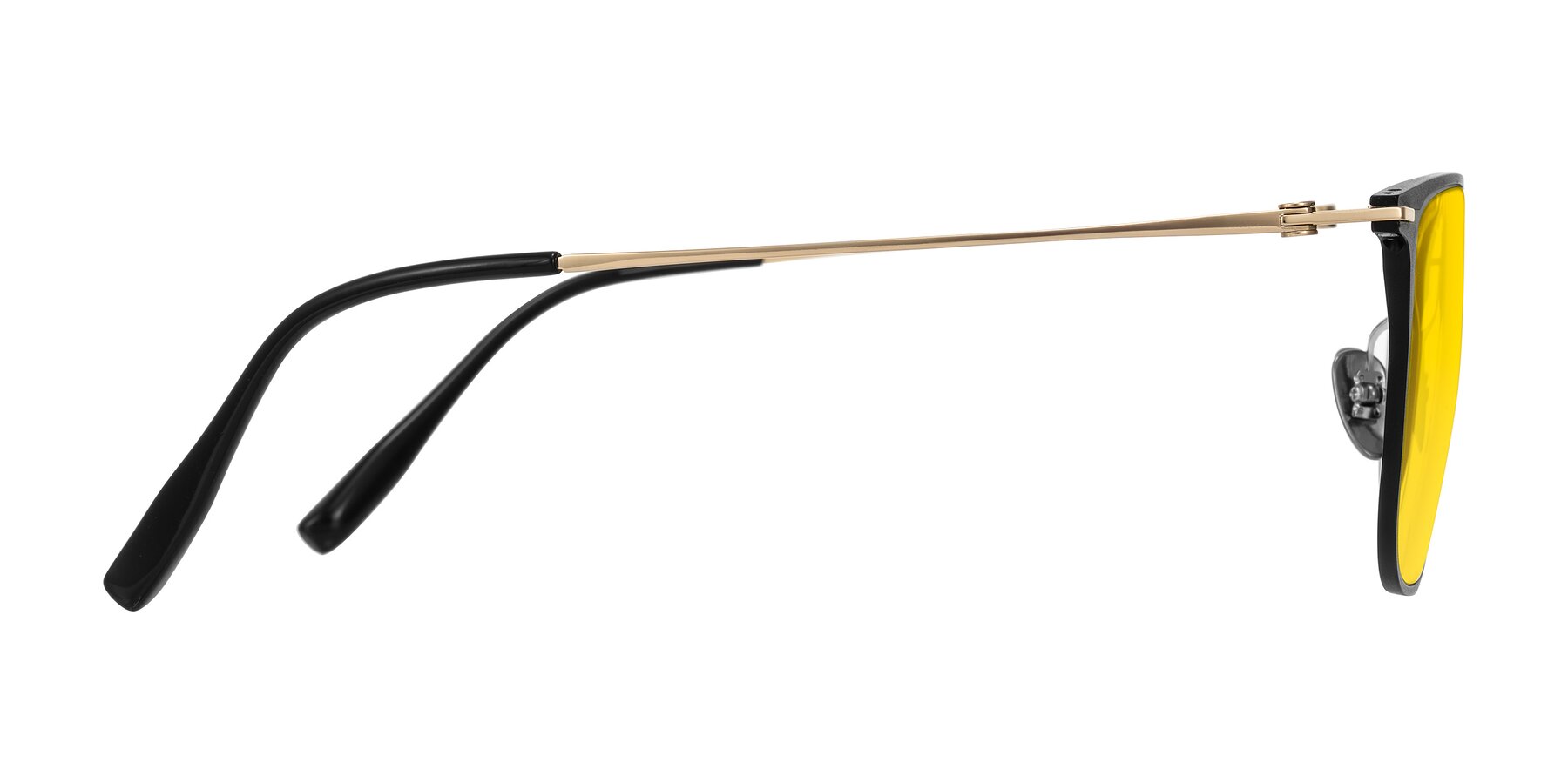 Side of Moua in Black/Gold with Yellow Tinted Lenses