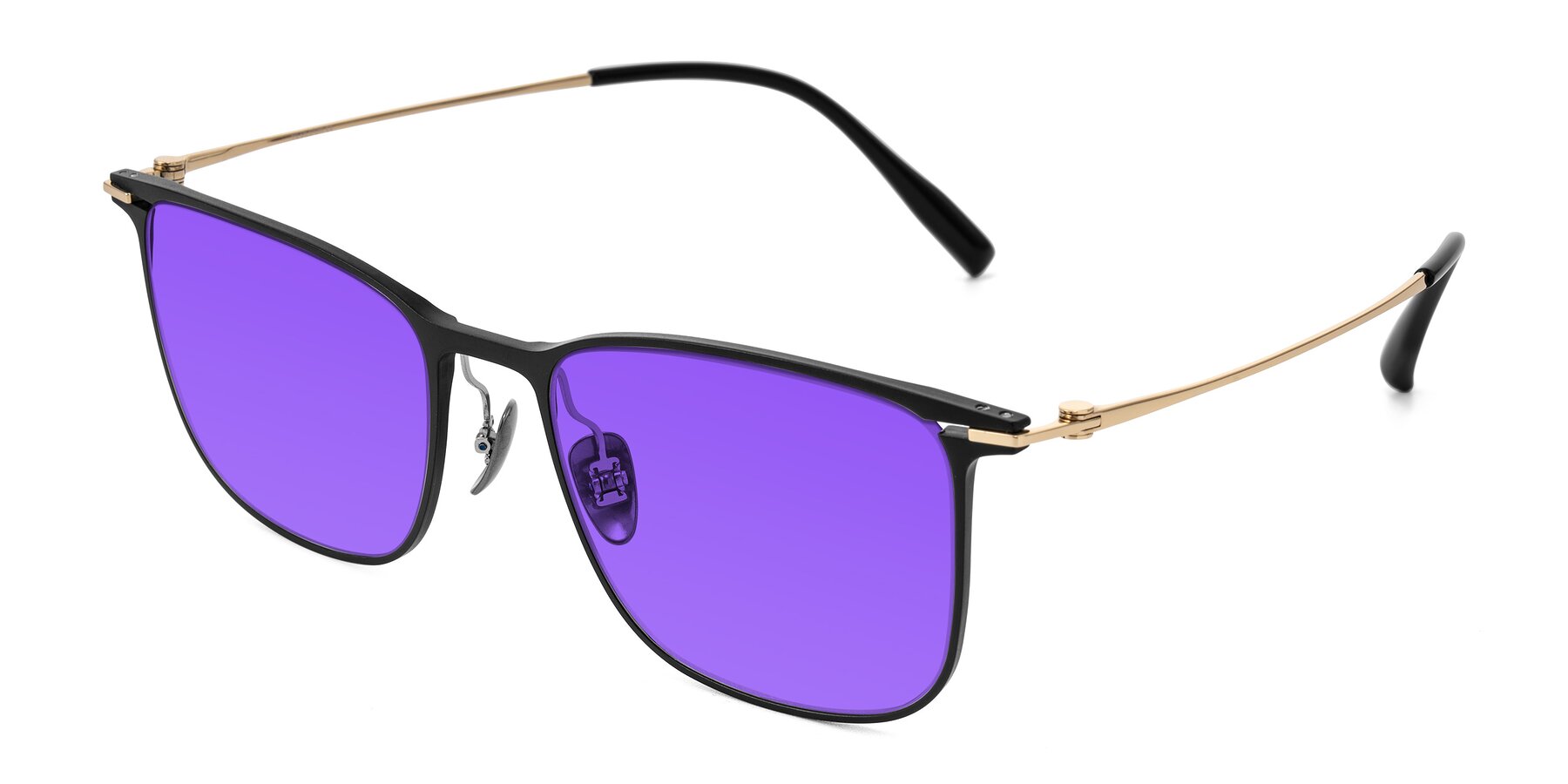 Angle of Moua in Black/Gold with Purple Tinted Lenses