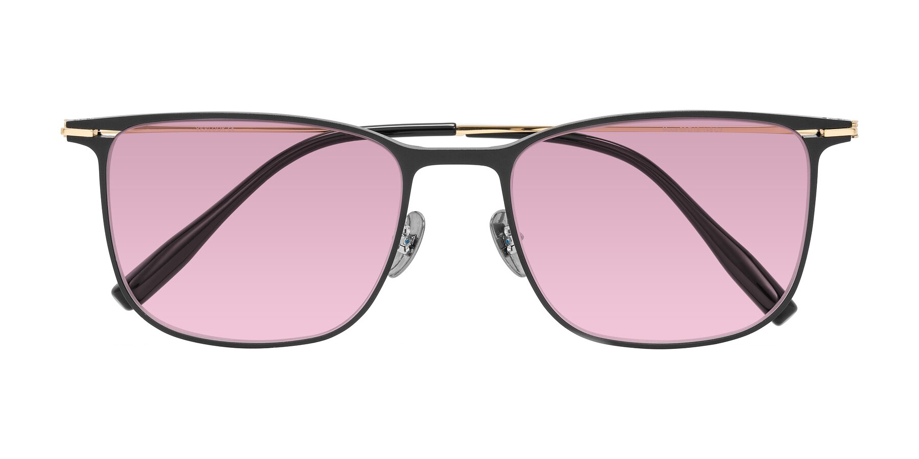 Folded Front of Moua in Black/Gold with Light Wine Tinted Lenses