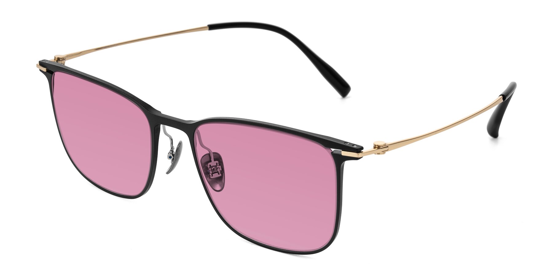Angle of Moua in Black/Gold with Medium Wine Tinted Lenses