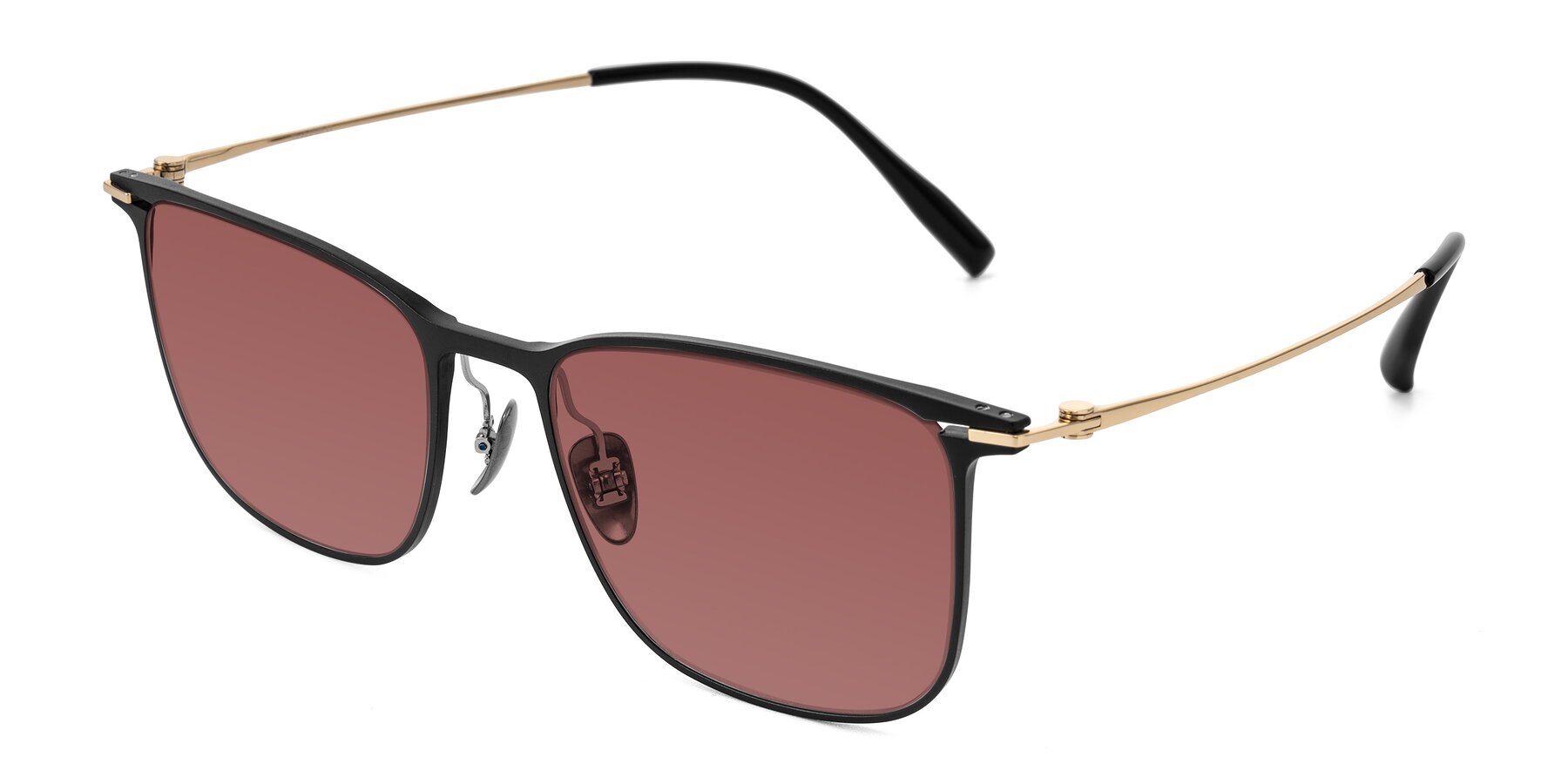 Angle of Moua in Black/Gold with Garnet Tinted Lenses