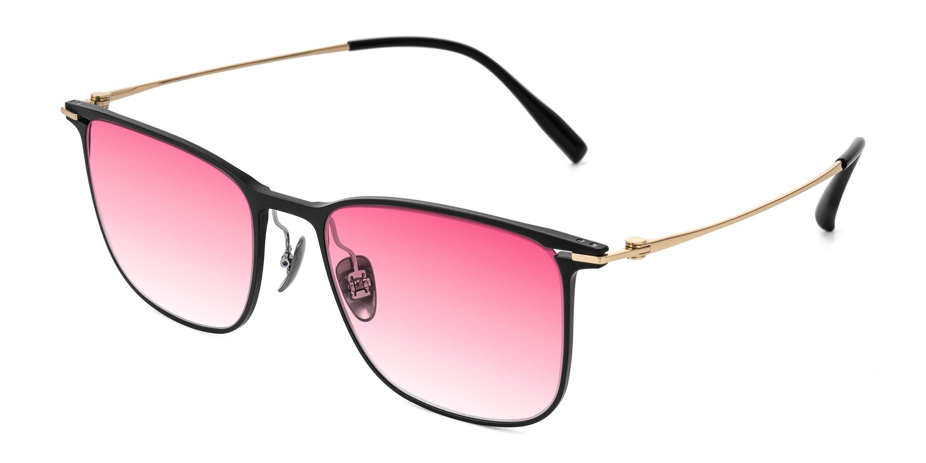Angle of Moua in Black/Gold with Pink Gradient Lenses