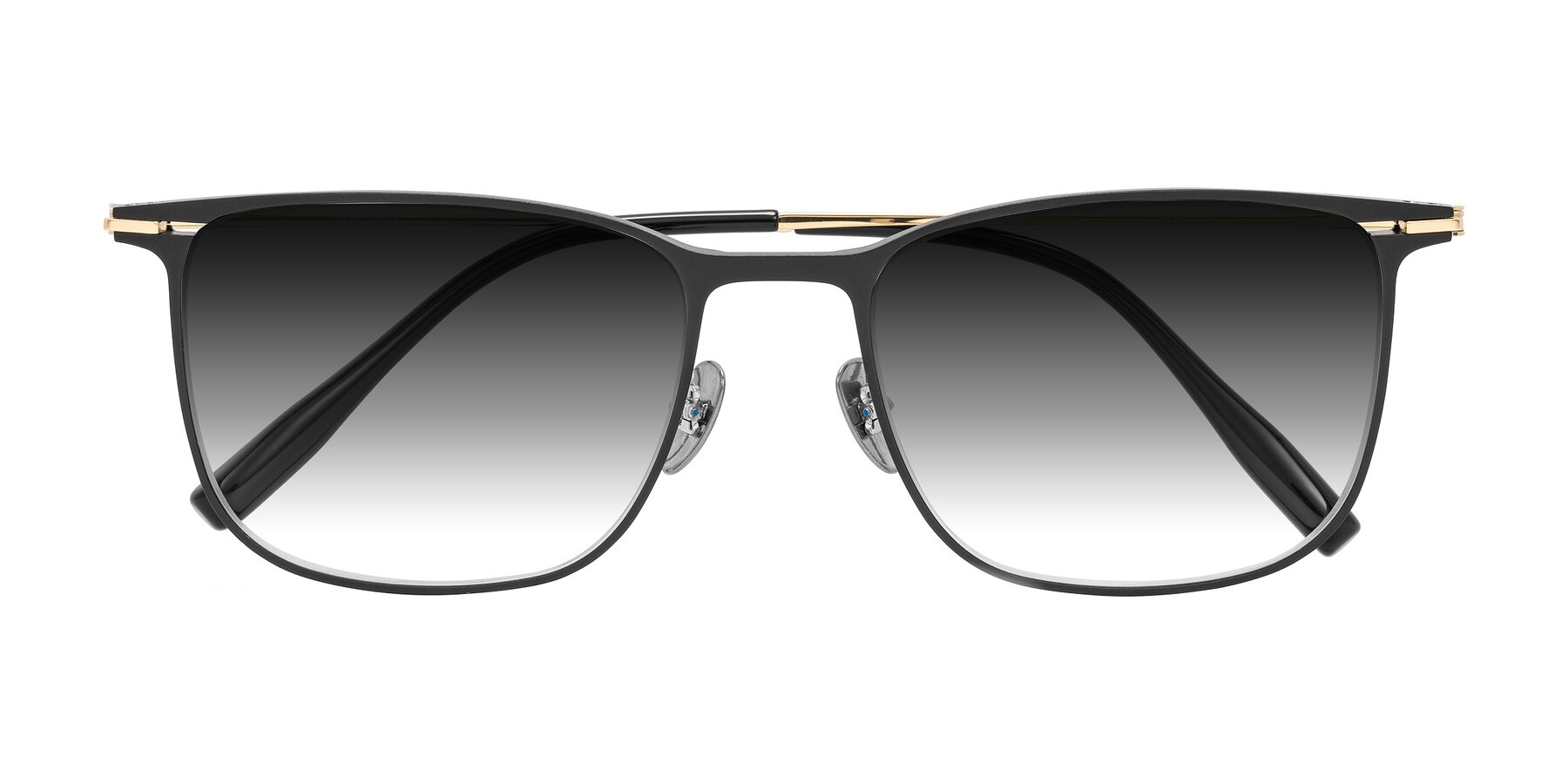 Folded Front of Moua in Black/Gold with Gray Gradient Lenses