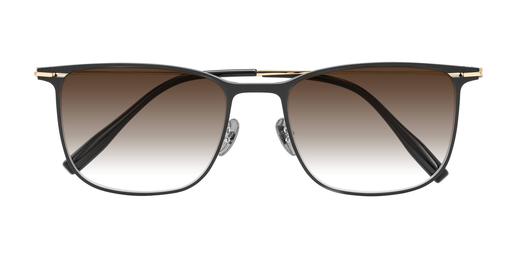 Folded Front of Moua in Black/Gold with Brown Gradient Lenses