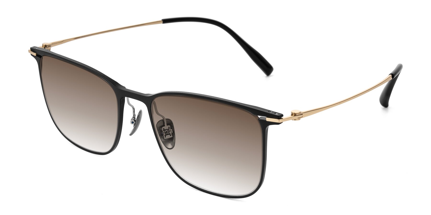 Angle of Moua in Black/Gold with Brown Gradient Lenses