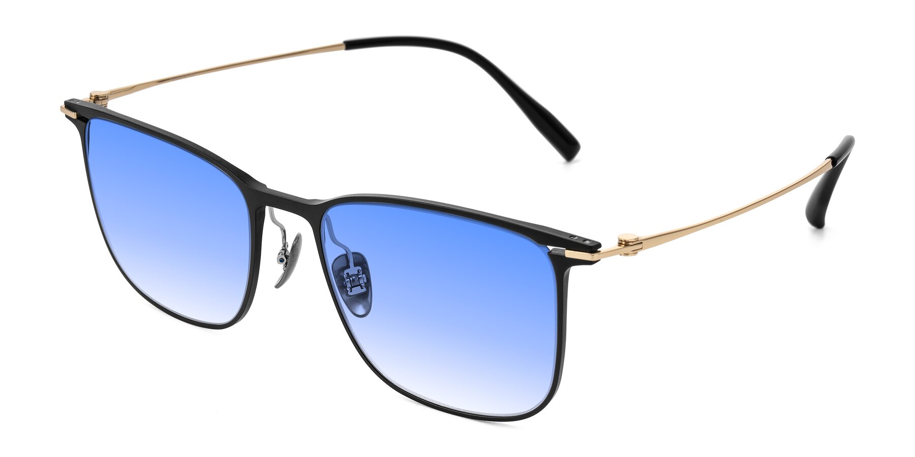 Angle of Moua in Black/Gold with Blue Gradient Lenses