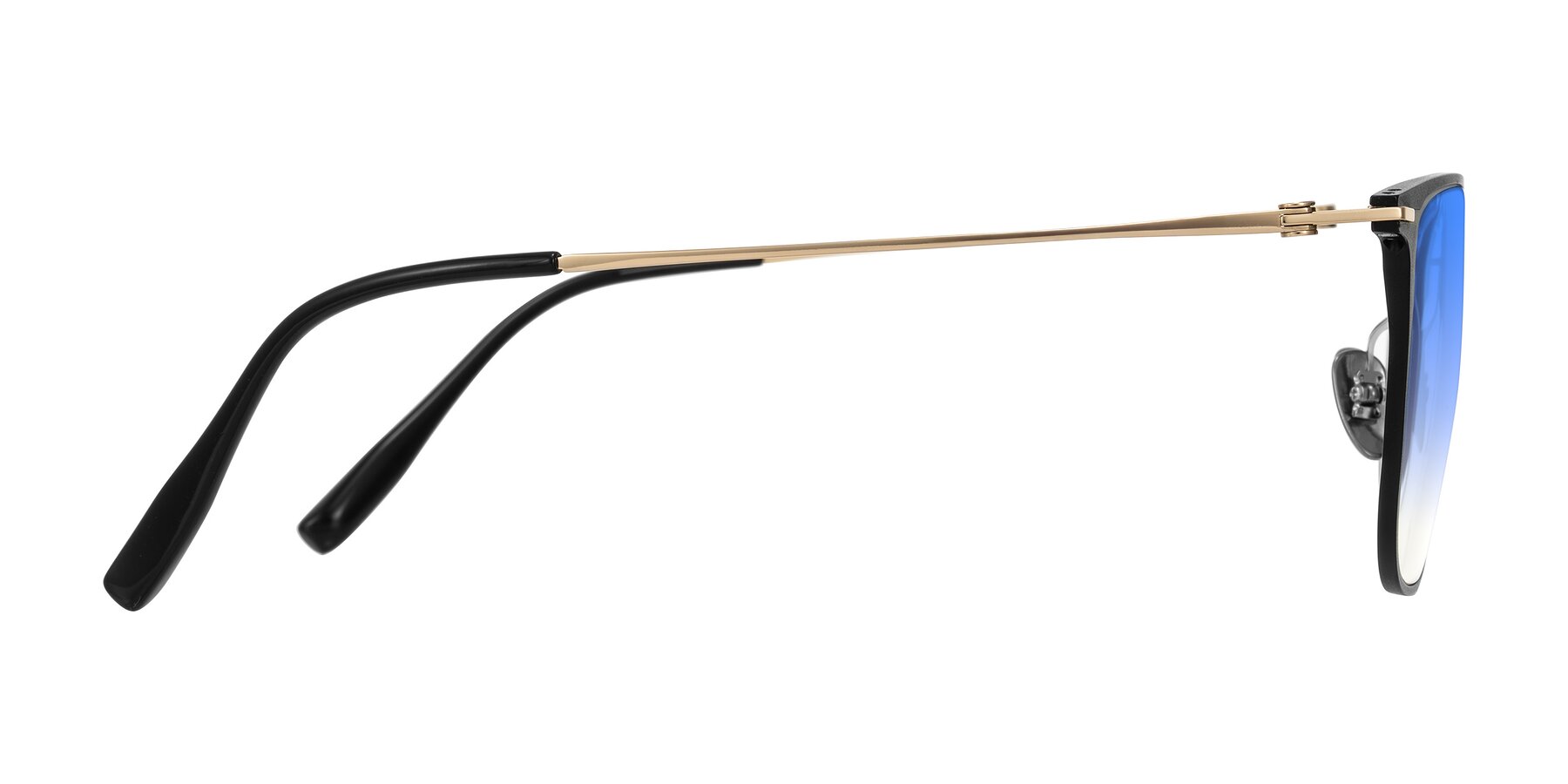 Side of Moua in Black/Gold with Blue Gradient Lenses