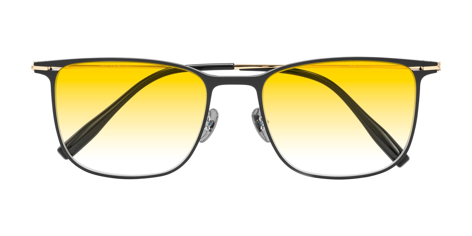 Folded Front of Moua in Black/Gold with Yellow Gradient Lenses