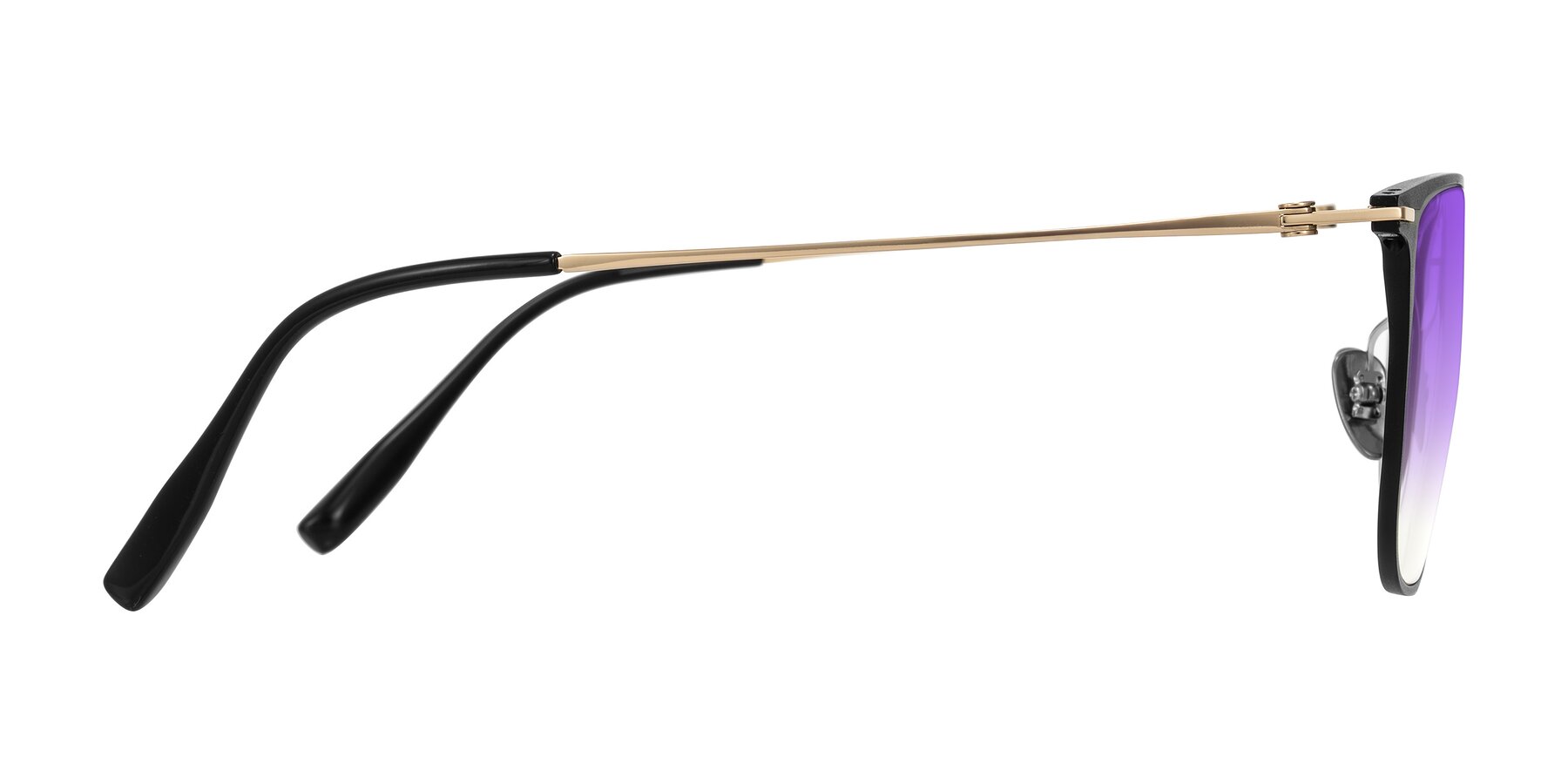 Side of Moua in Black/Gold with Purple Gradient Lenses