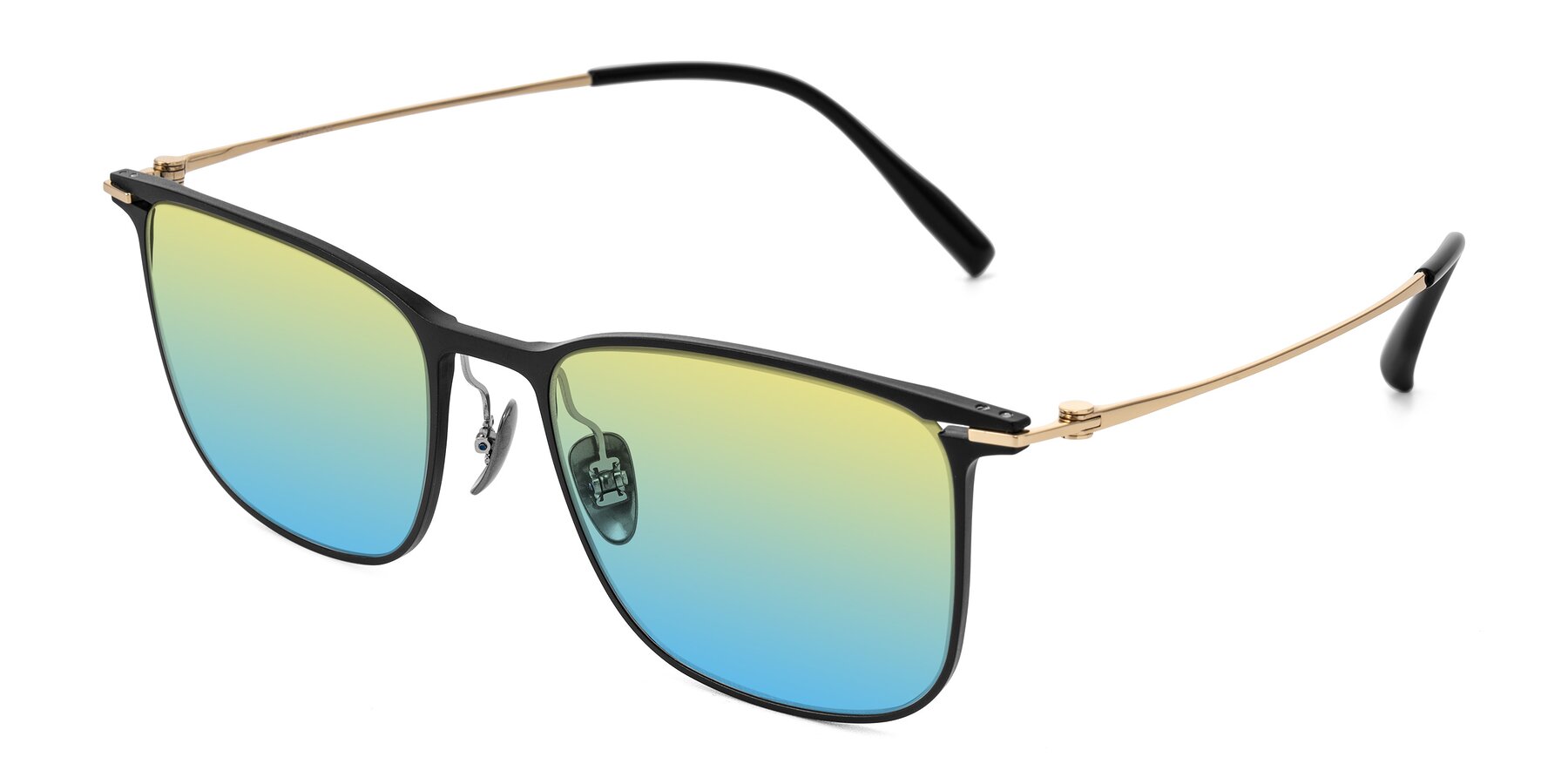 Angle of Moua in Black/Gold with Yellow / Blue Gradient Lenses