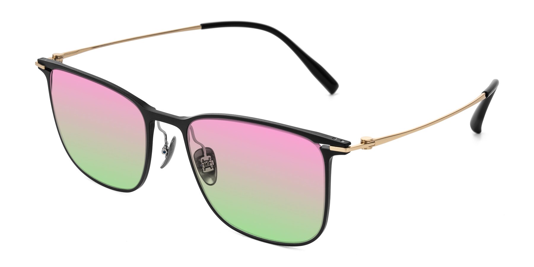 Angle of Moua in Black/Gold with Pink / Green Gradient Lenses