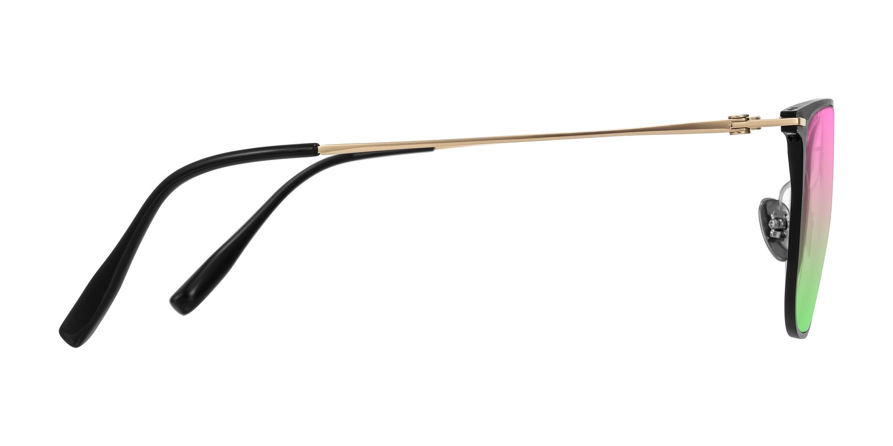 Side of Moua in Black/Gold with Pink / Green Gradient Lenses