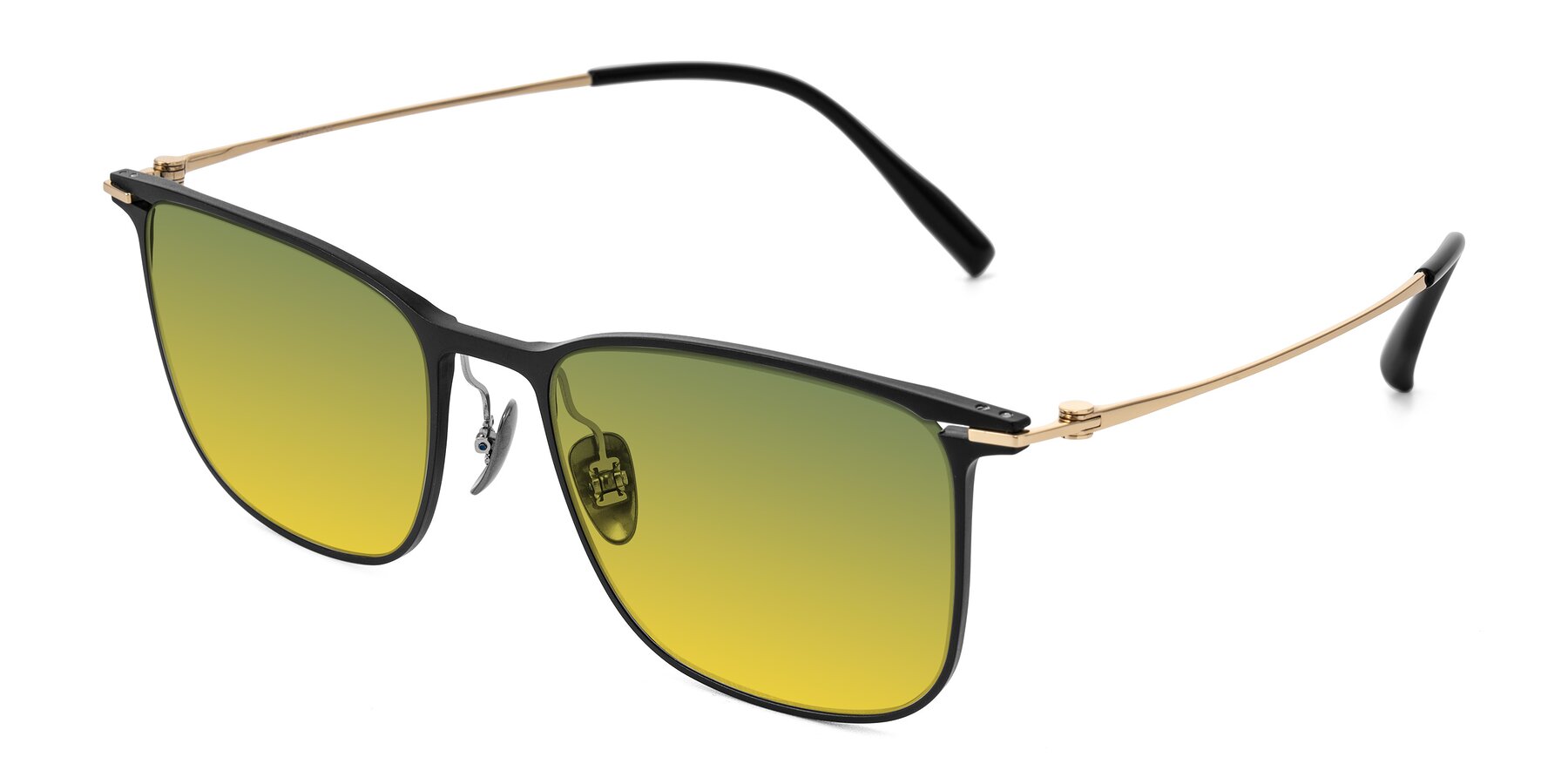 Angle of Moua in Black/Gold with Green / Yellow Gradient Lenses