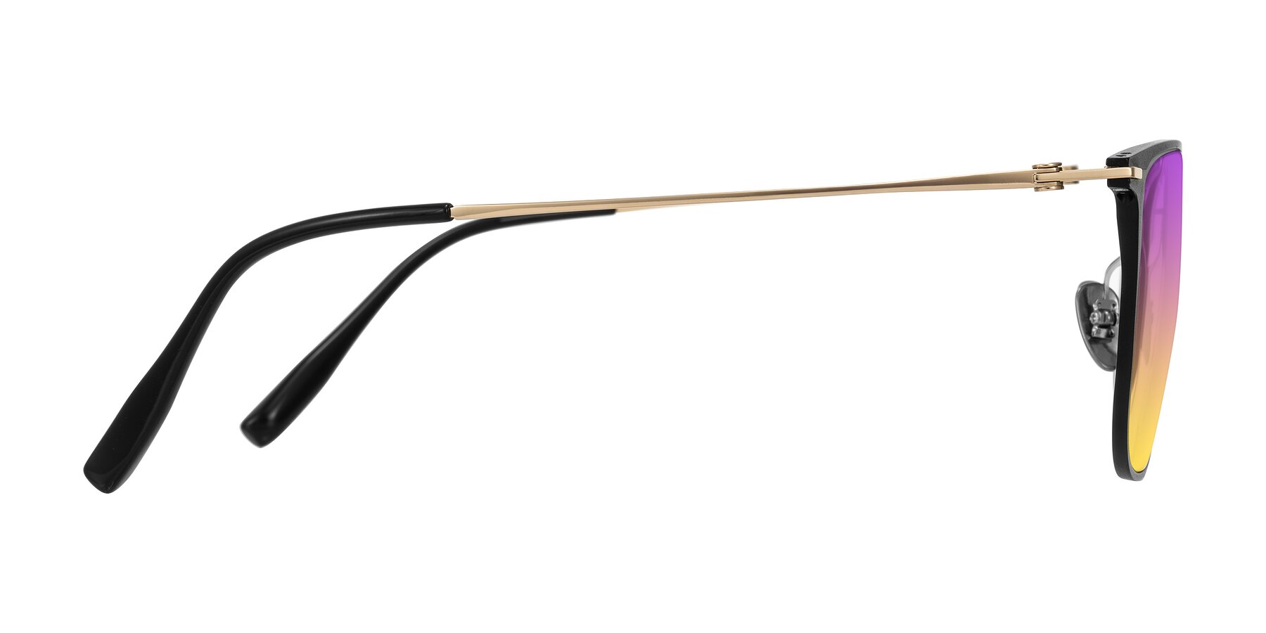 Side of Moua in Black/Gold with Purple / Yellow Gradient Lenses