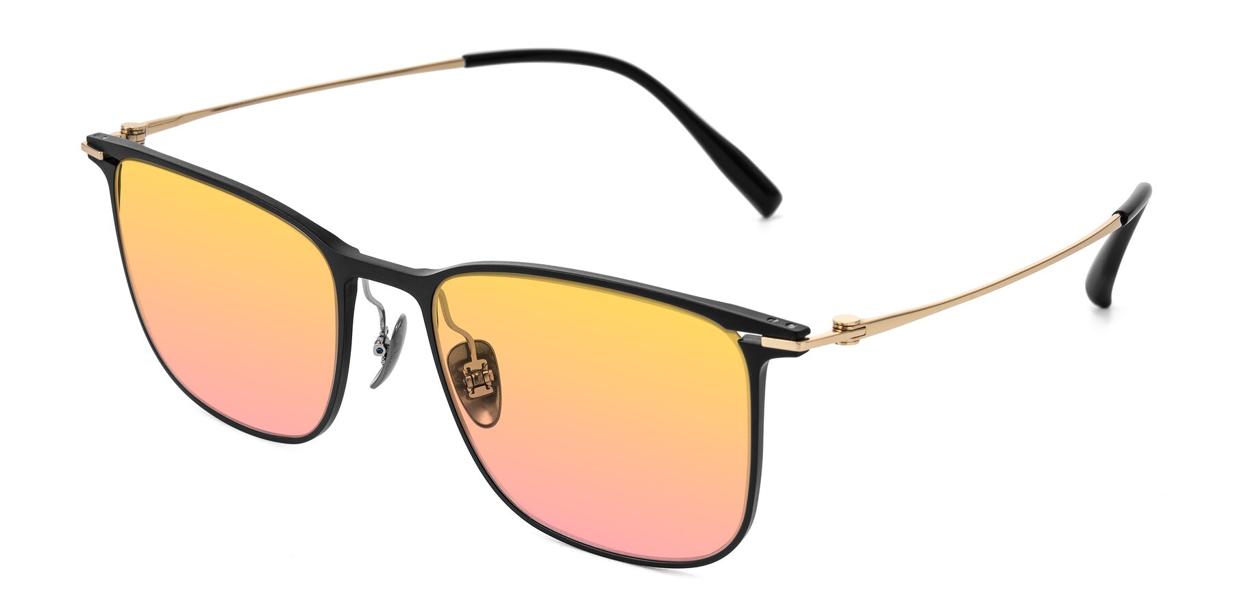 Angle of Moua in Black/Gold with Yellow / Pink Gradient Lenses