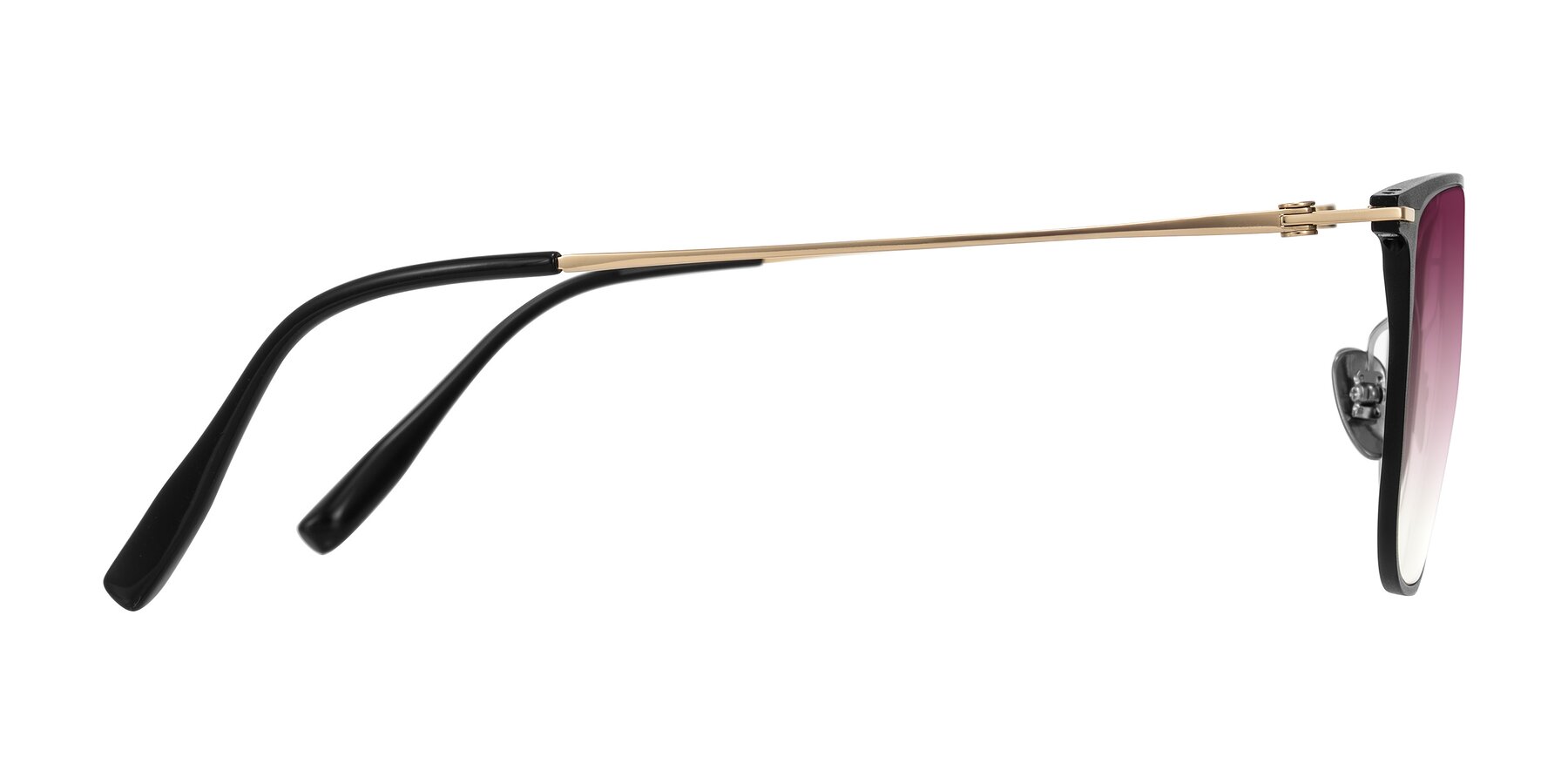 Side of Moua in Black/Gold with Wine Gradient Lenses