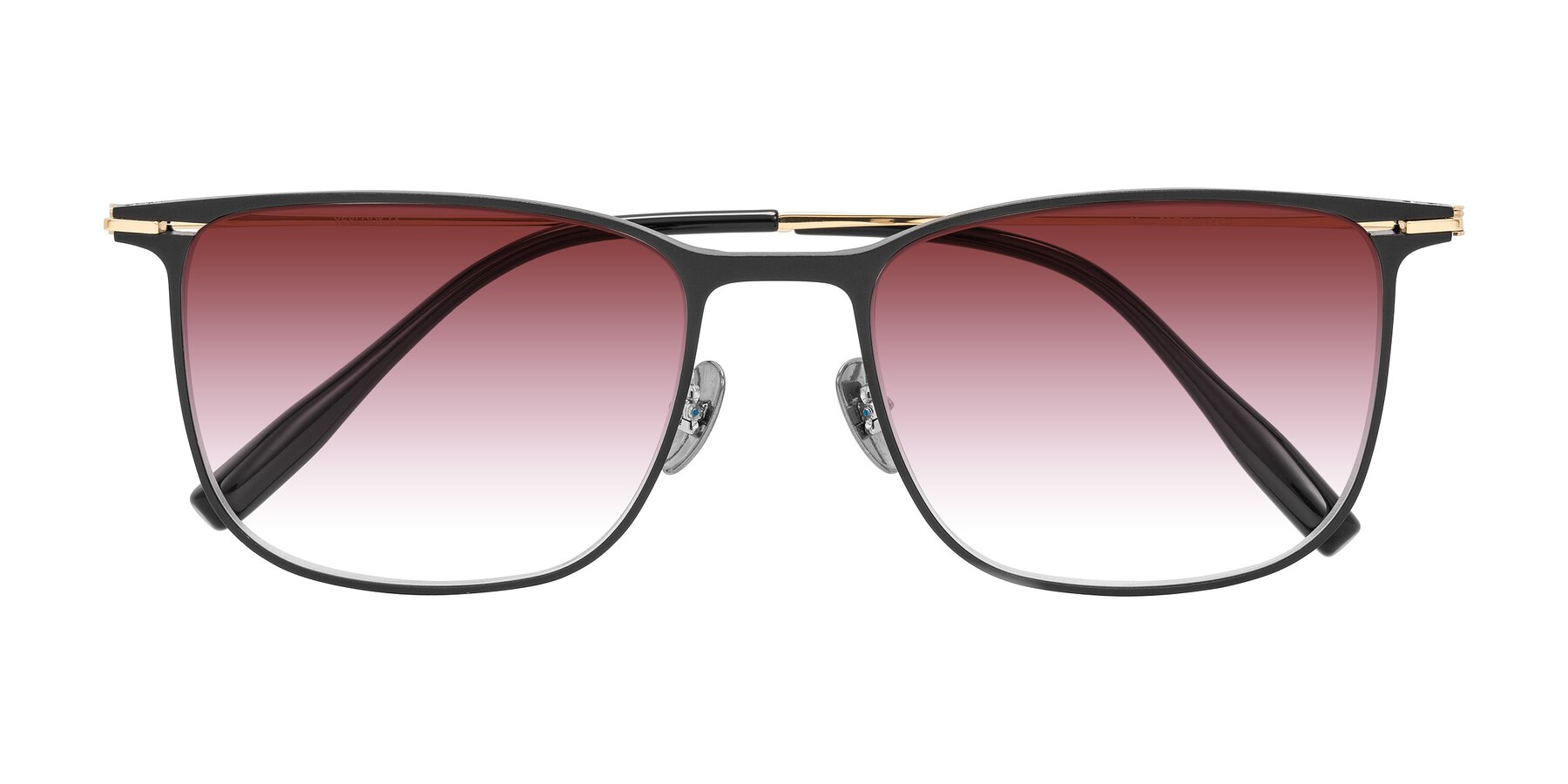 Folded Front of Moua in Black/Gold with Garnet Gradient Lenses
