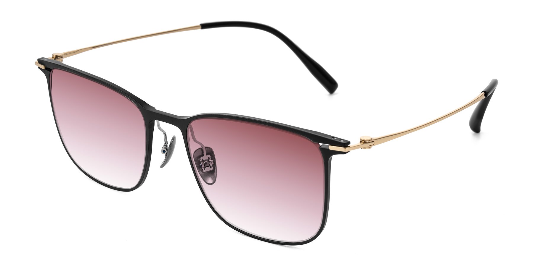 Angle of Moua in Black/Gold with Garnet Gradient Lenses