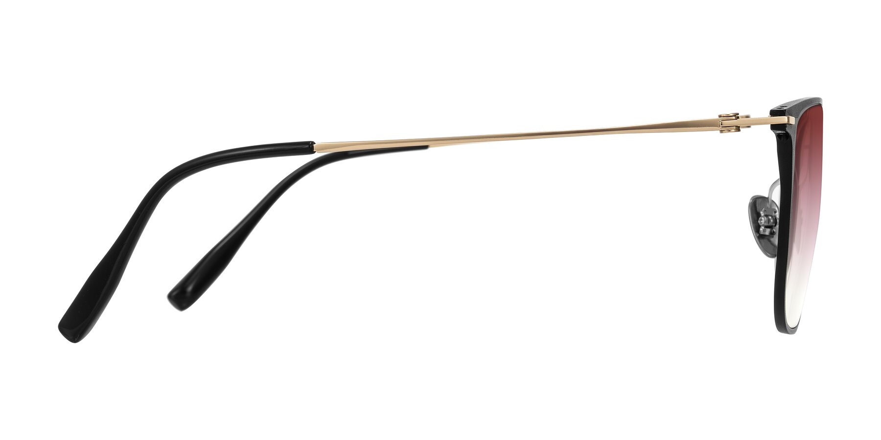 Side of Moua in Black/Gold with Garnet Gradient Lenses