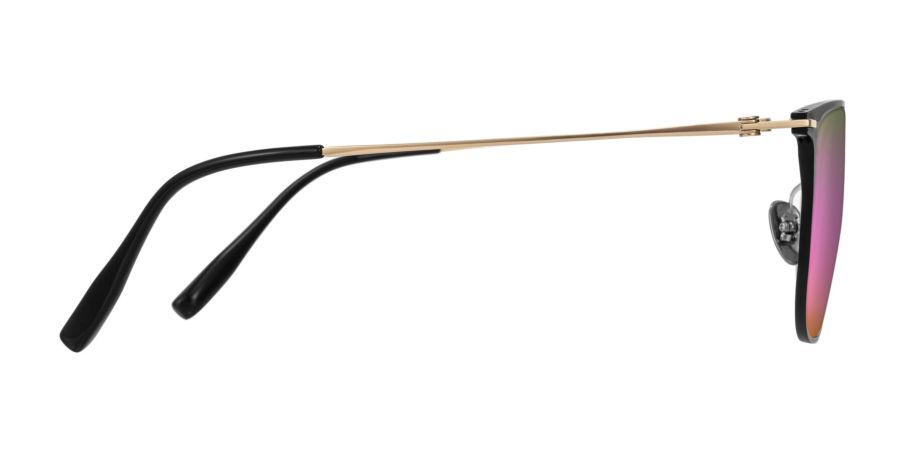 Side of Moua in Black/Gold with Pink Mirrored Lenses