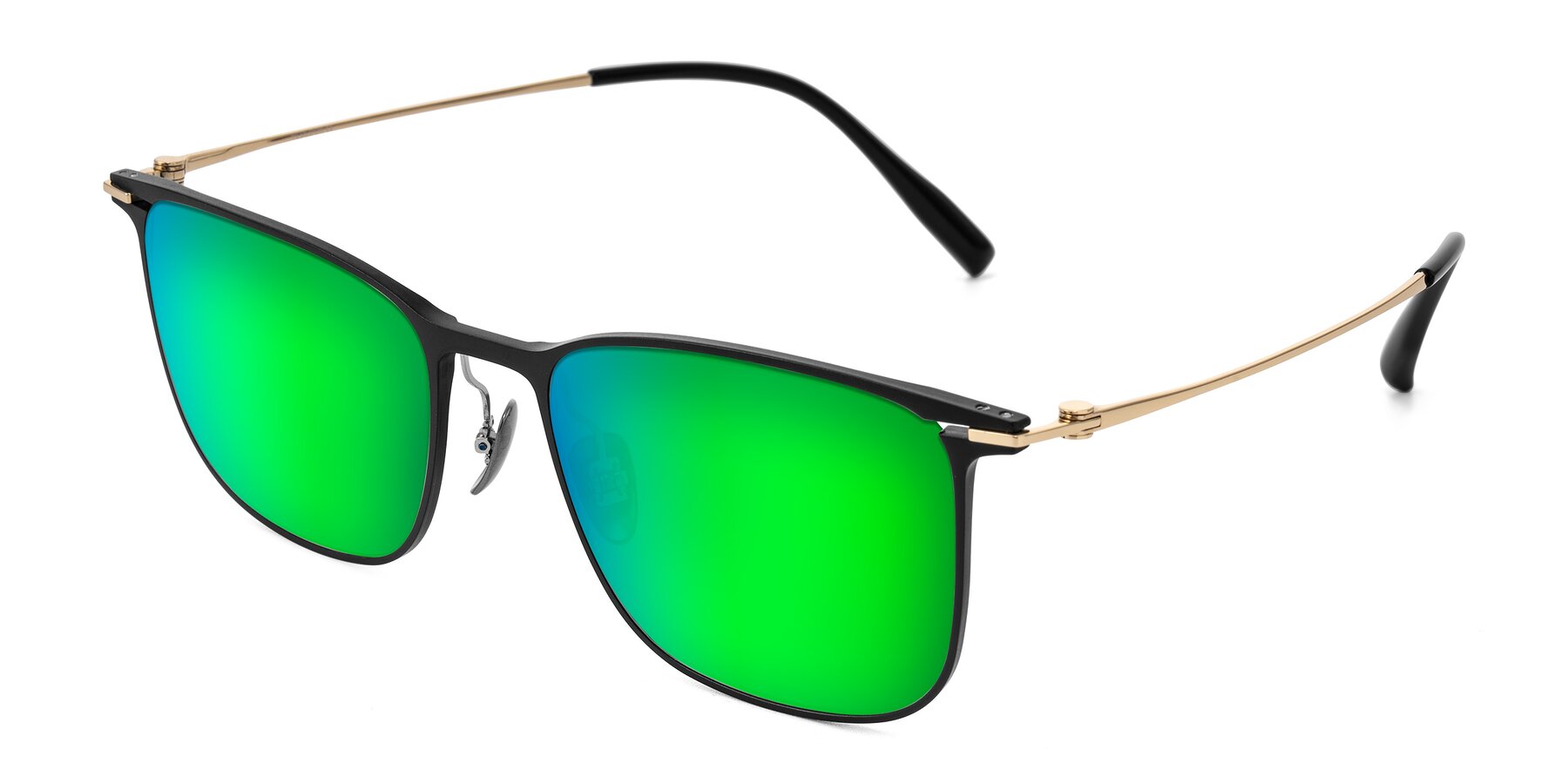 Angle of Moua in Black/Gold with Green Mirrored Lenses
