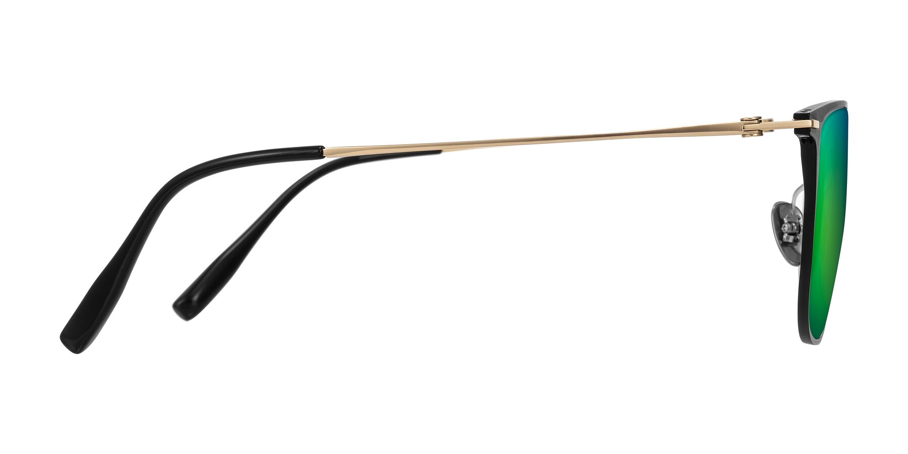 Side of Moua in Black/Gold with Green Mirrored Lenses