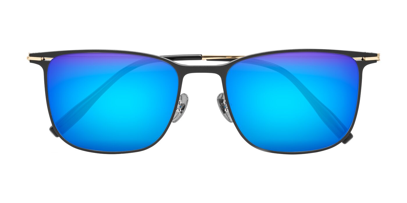 Moua - Black/Gold Flash Mirrored Sunglasses