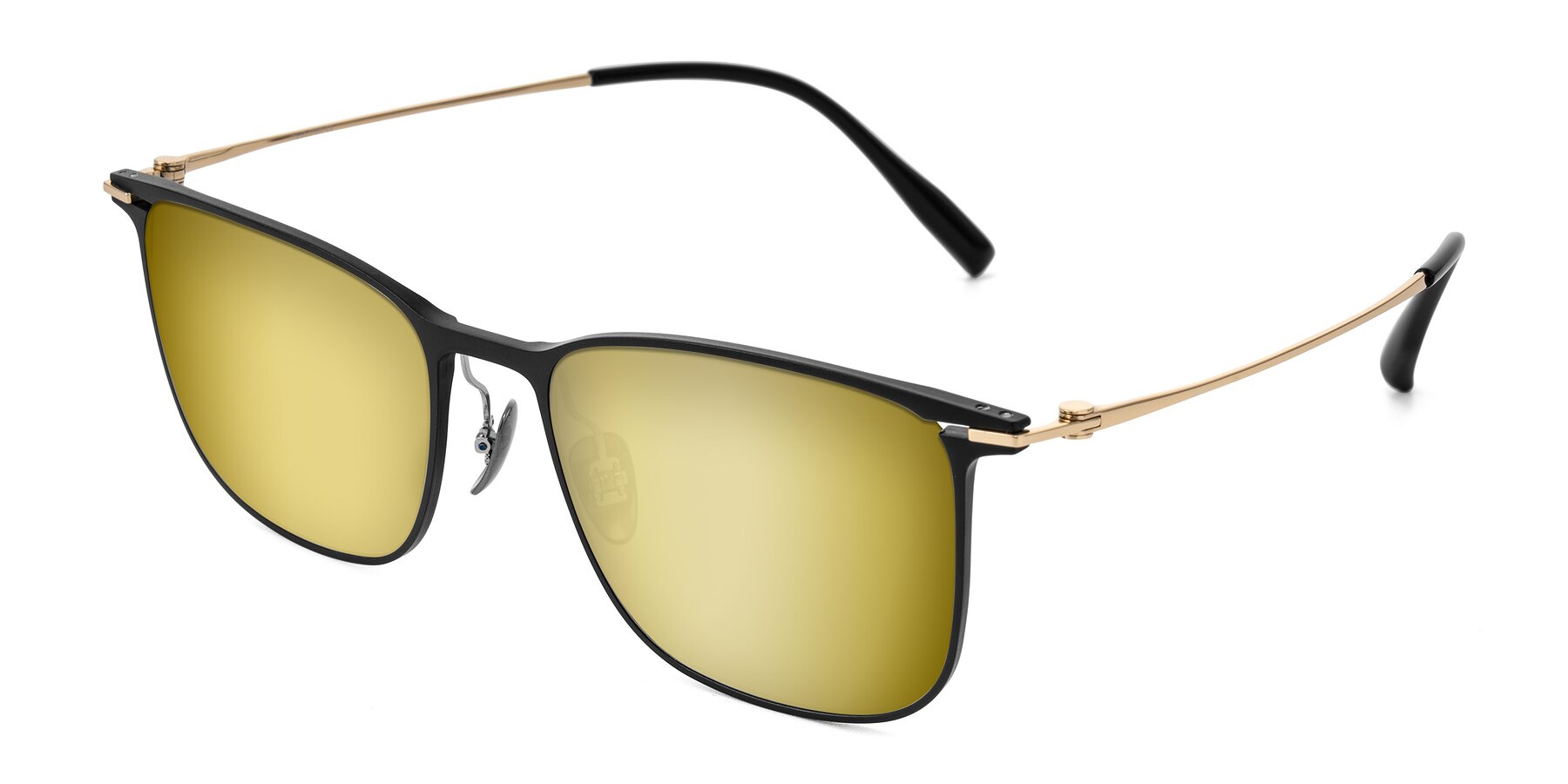 Angle of Moua in Black/Gold with Gold Mirrored Lenses
