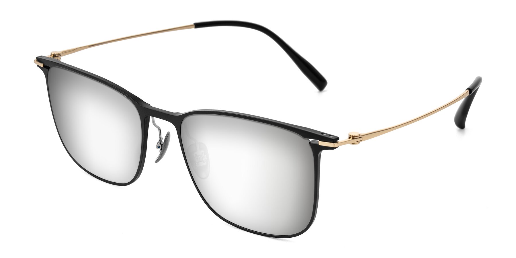 Angle of Moua in Black/Gold with Silver Mirrored Lenses