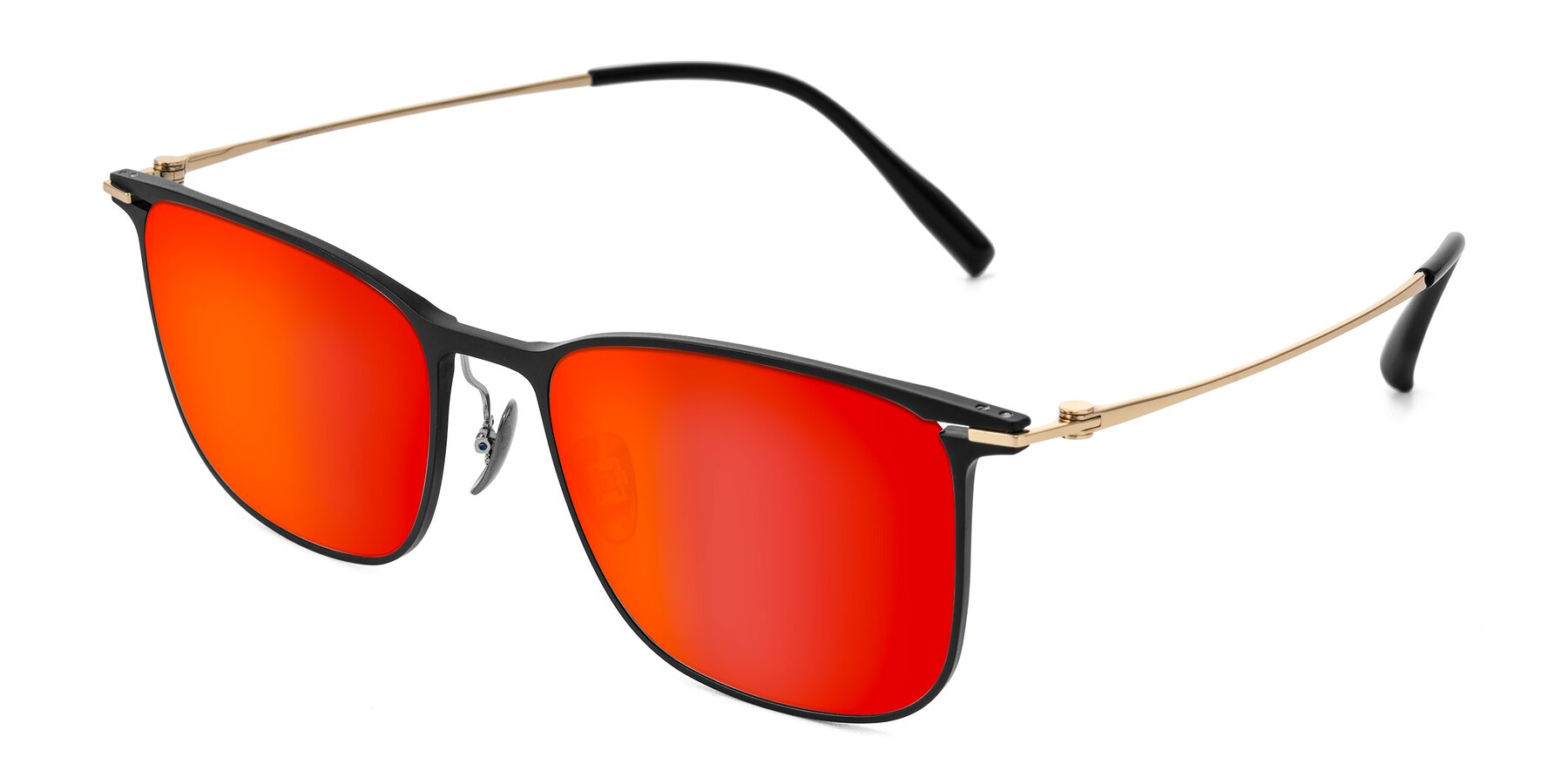 Angle of Moua in Black/Gold with Red Gold Mirrored Lenses