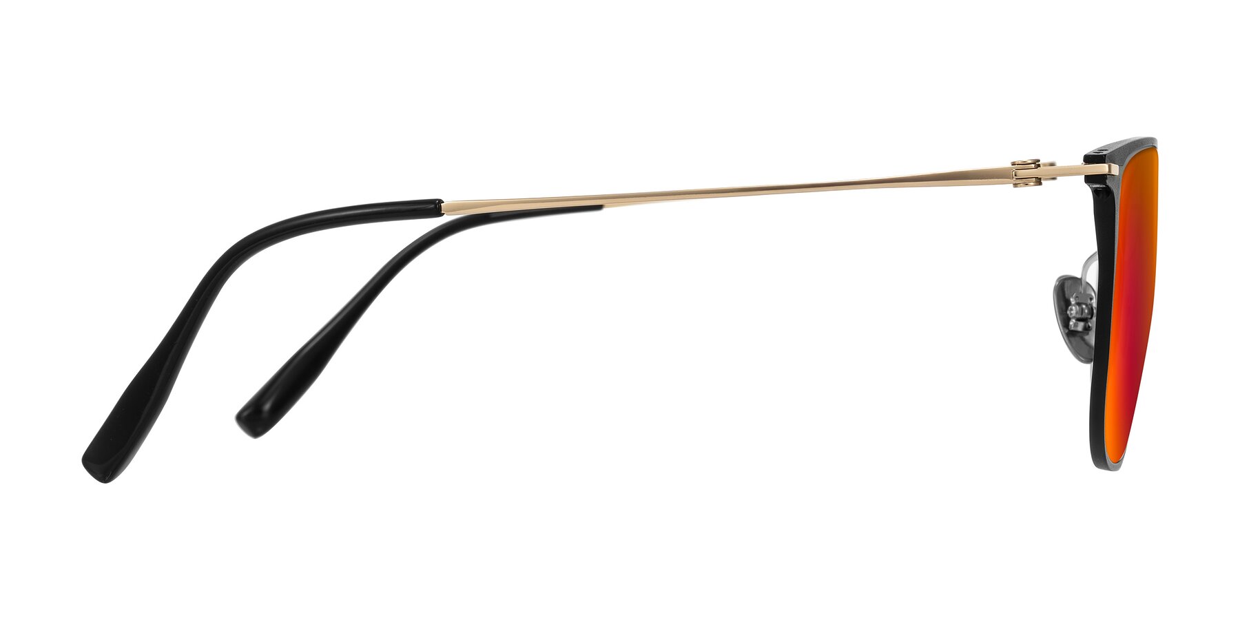Side of Moua in Black/Gold with Red Gold Mirrored Lenses