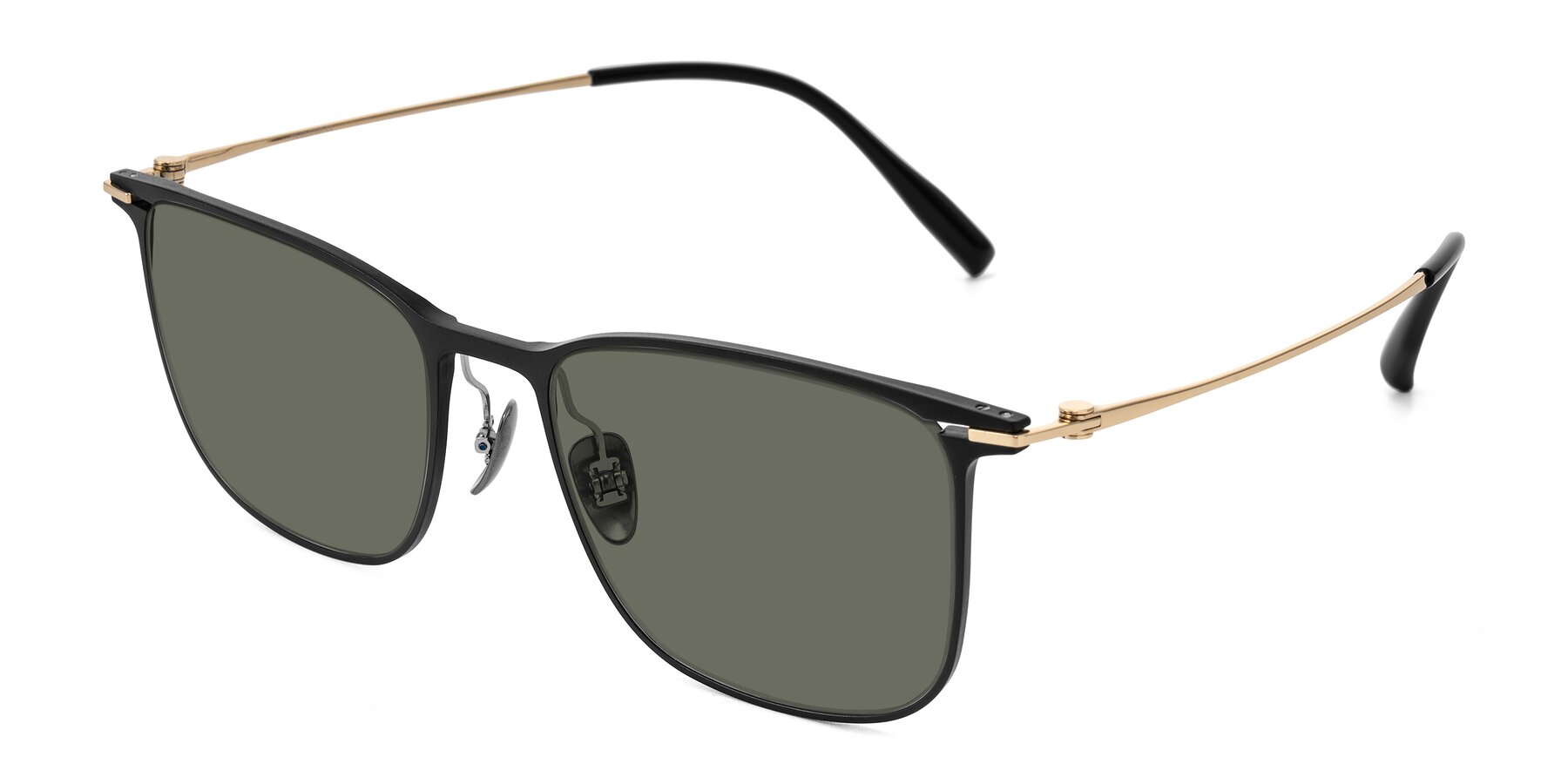 Angle of Moua in Black/Gold with Gray Polarized Lenses